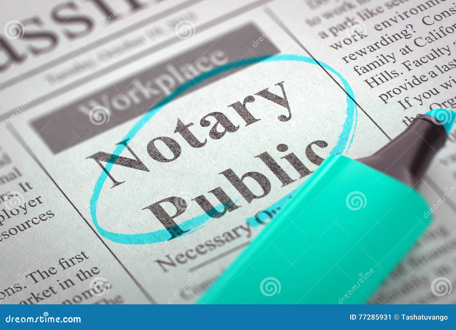 notary public wanted. 3d render.