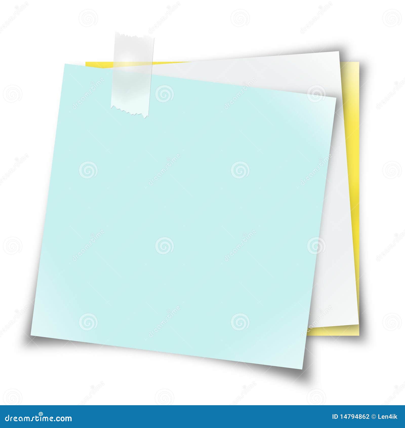 Notas de postit en blanco stock de ilustración. Ilustración de azul