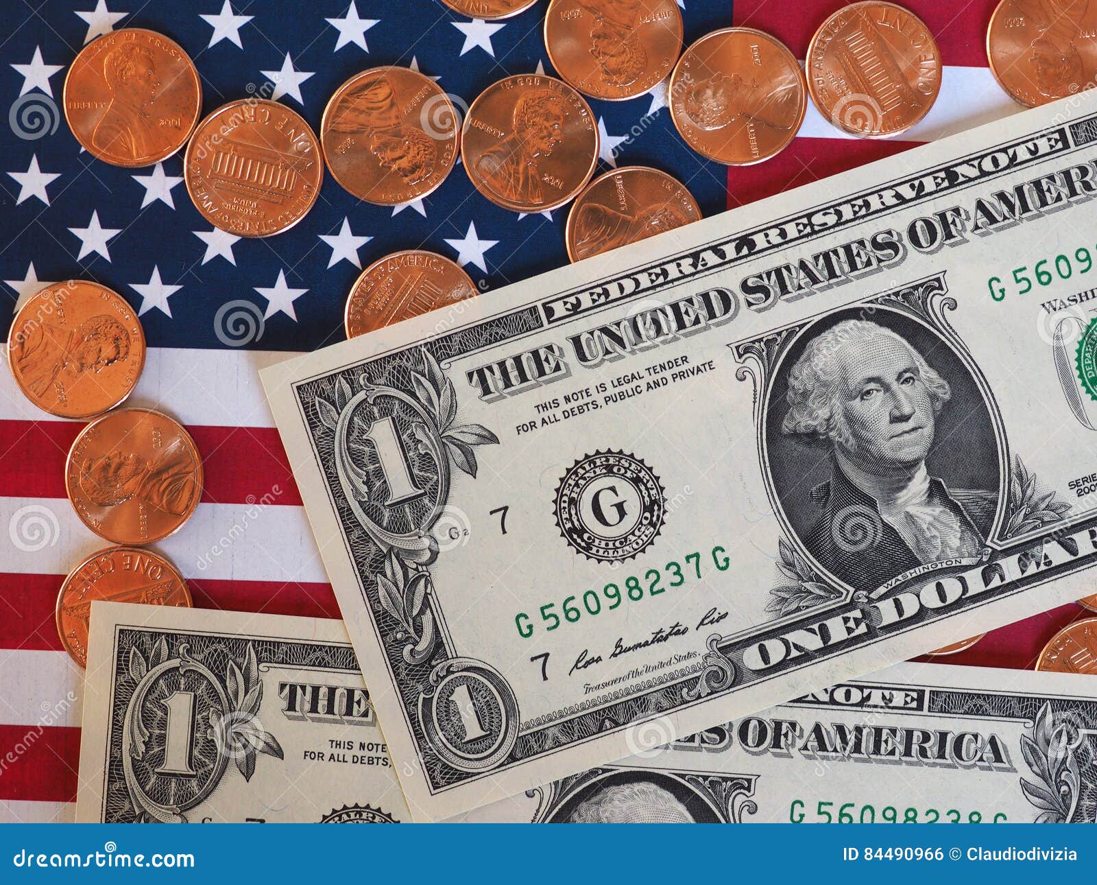 Notas Do Dólar E Moedas E