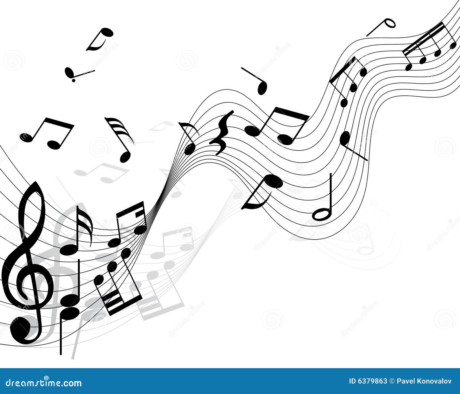 Notas musicales ilustración del vector. Ilustración de enrollamiento -  6379863