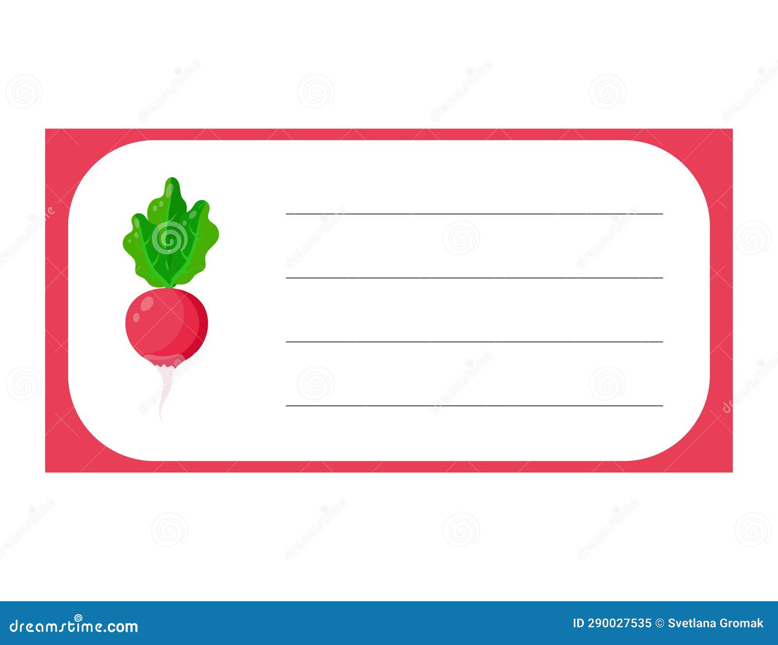 Note of Cute Vegetable Radish Label Illustration. Memo, Paper. Vector