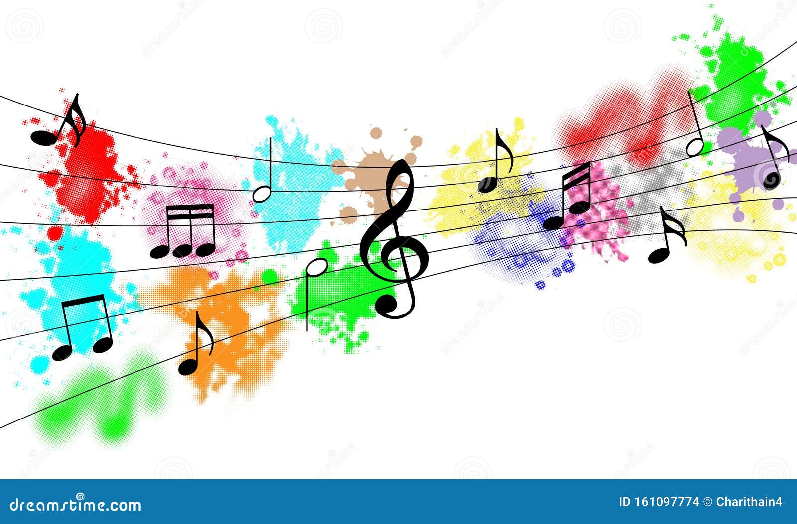 Note Musicali Con Sfondo Colore Illustrazione Vettoriale - Illustrazione di tono, musica: 161097774