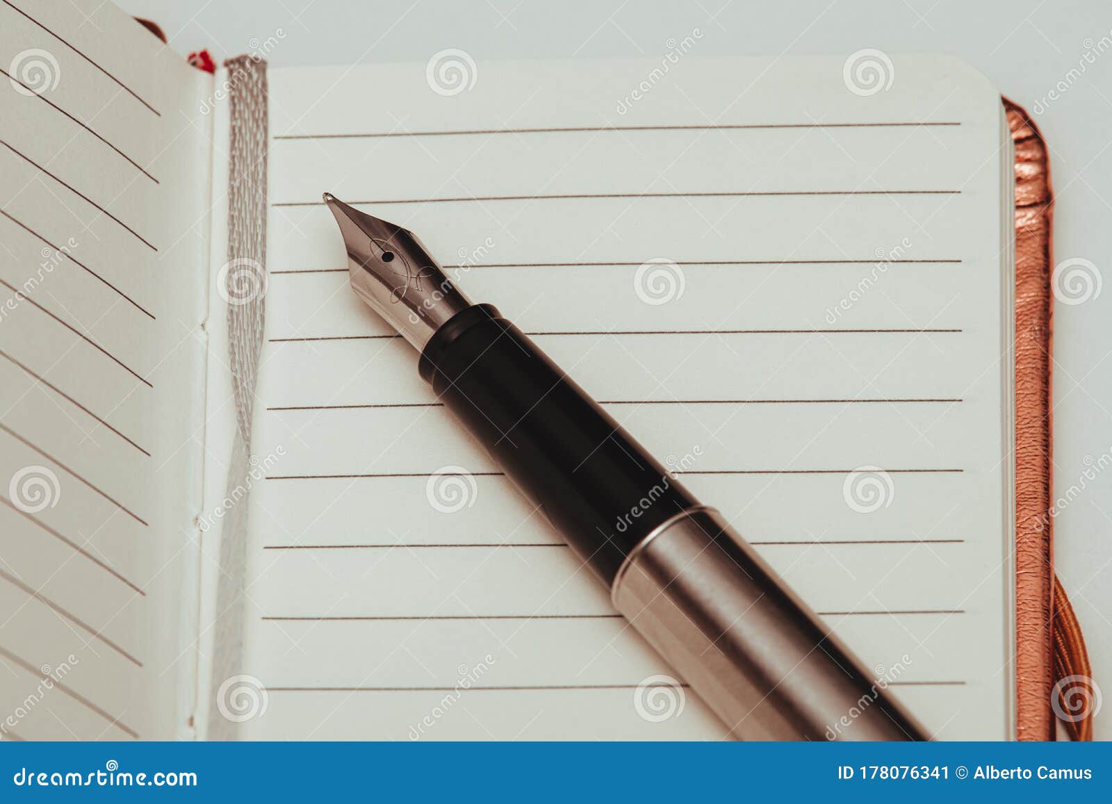 Note pad and fountain pen. stock image. Image of office 178076341