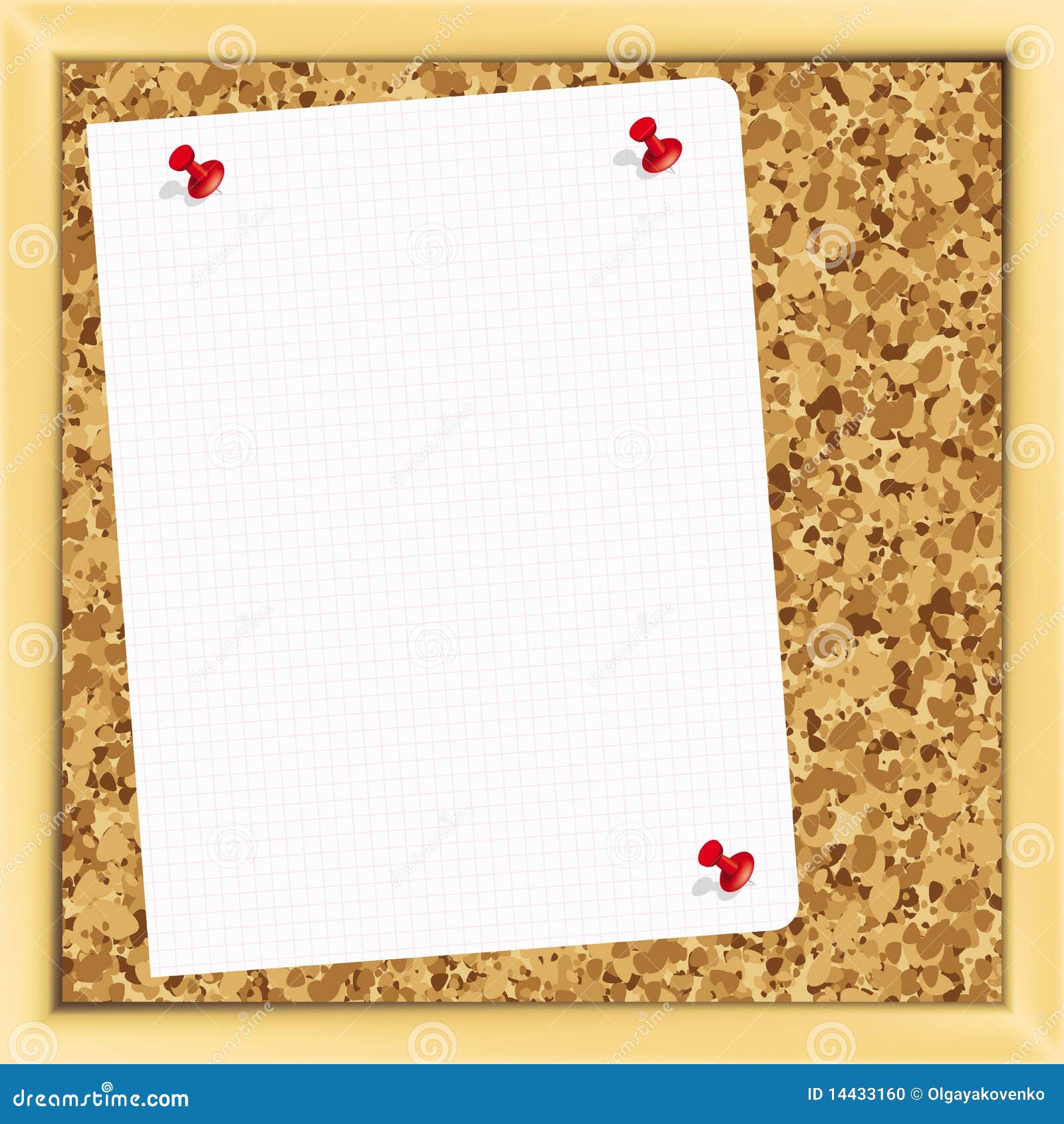 Note paper on cork board. stock vector. Illustration of clipboard