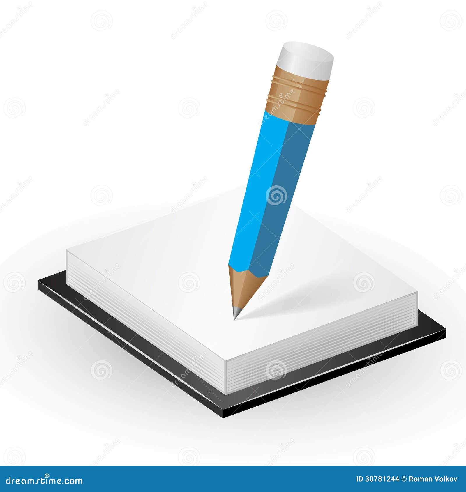 Note Paper with Pencil stock vector. Illustration of eraser - 30781244