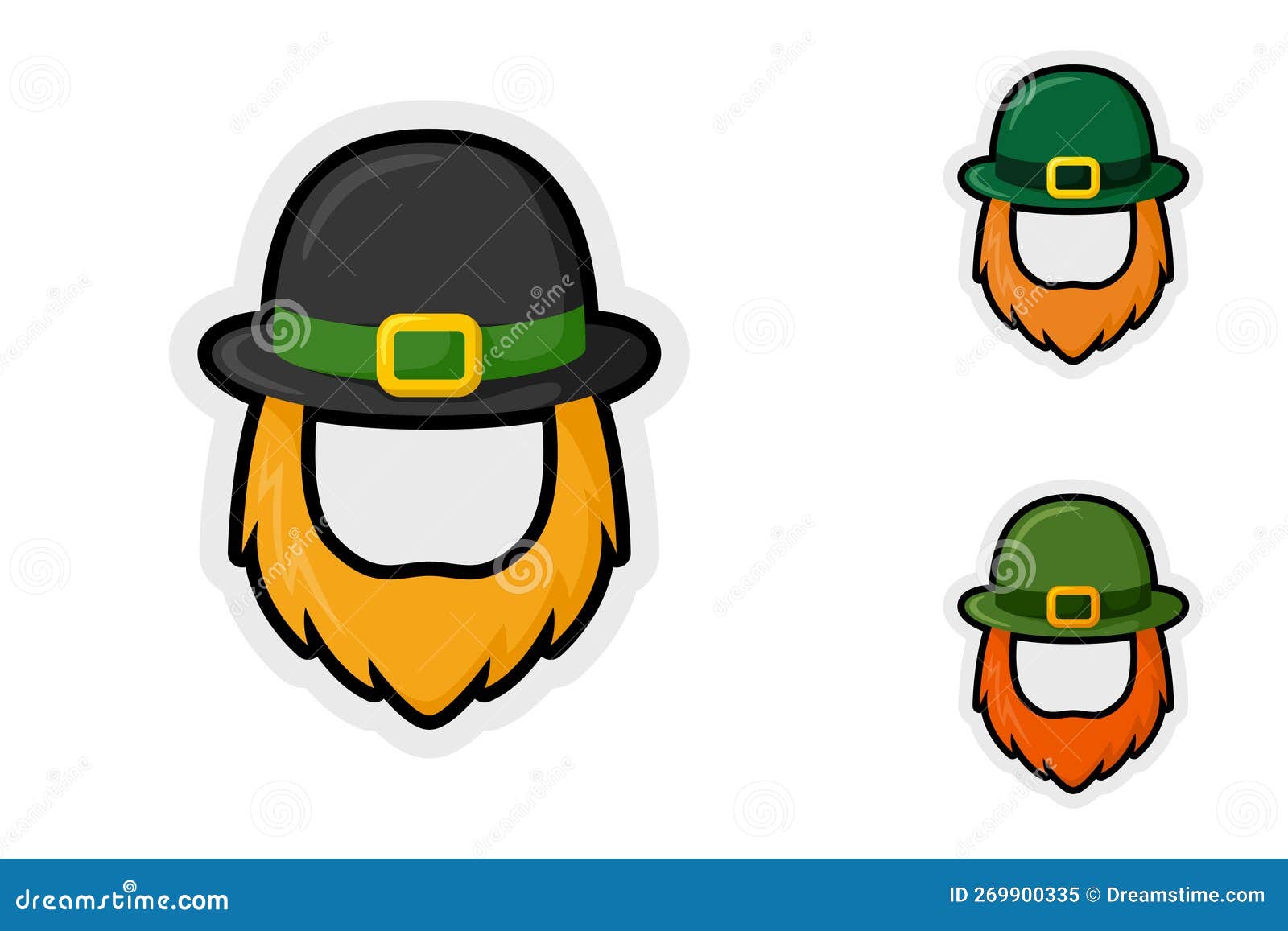 Note Sticker Set with Leprechaun Hat and Beard Stock Vector