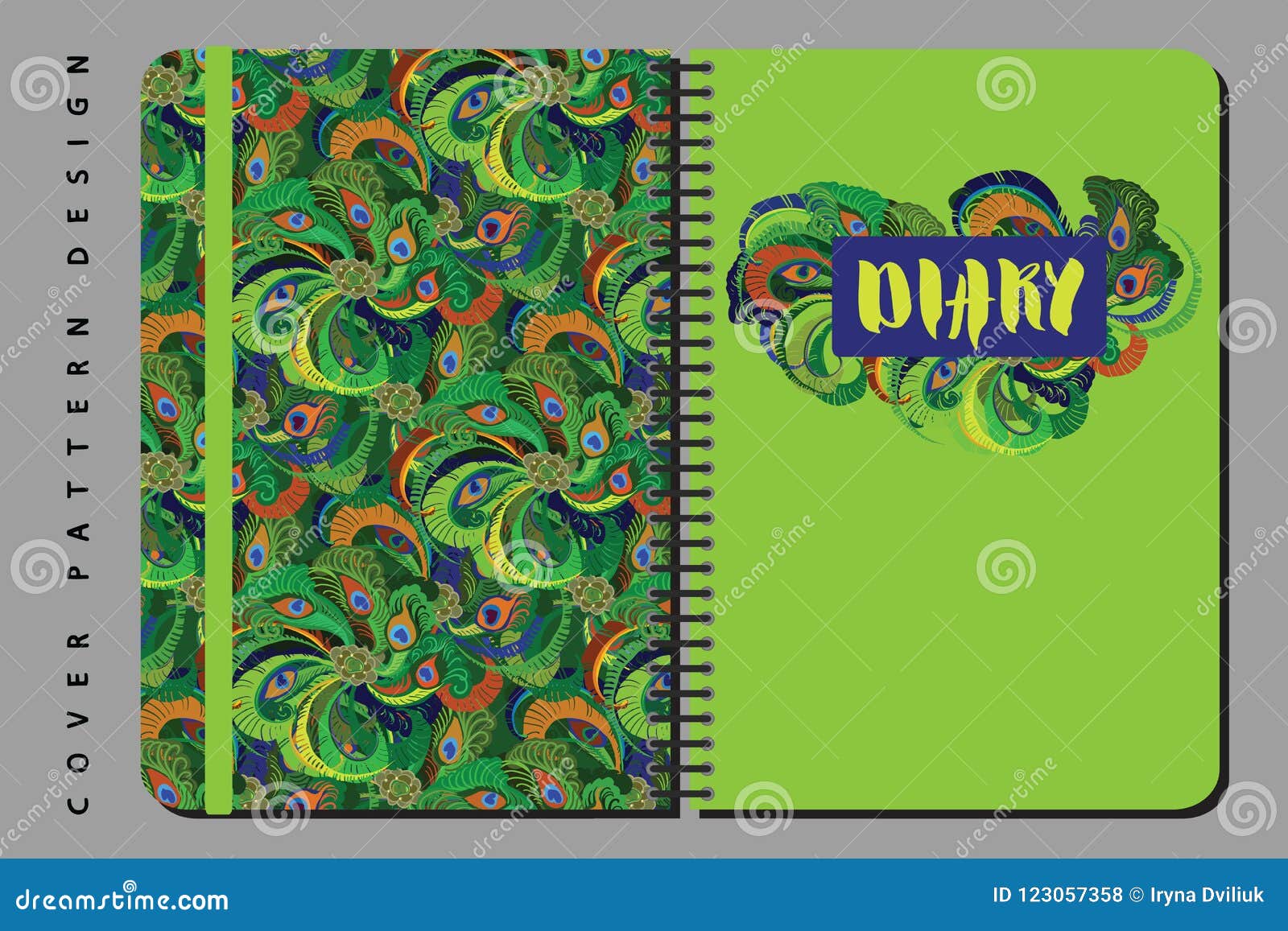 Notebook and Diary Cover Design for Print with Seamless Pattern
