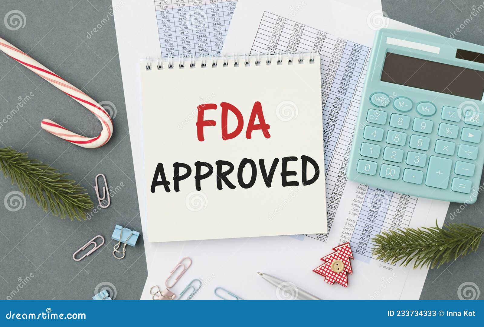 Notebook with FDA APPROVED stock image. Image of safe 233734333