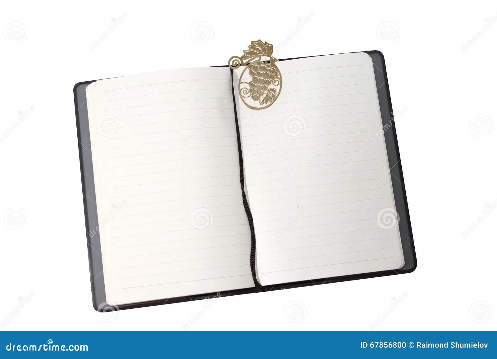 notebook with gold bookmark