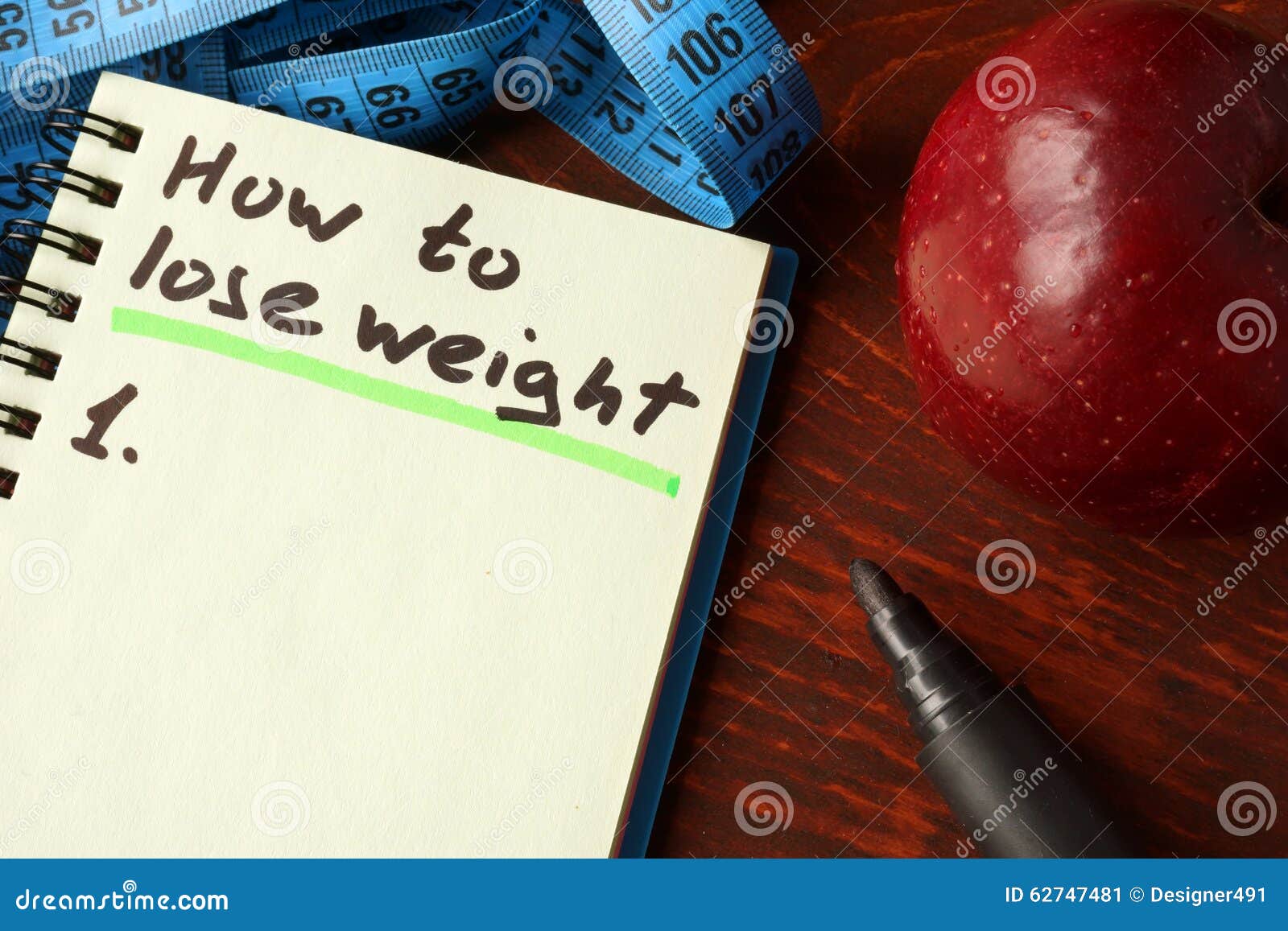 notebook with how to lose weight sign.