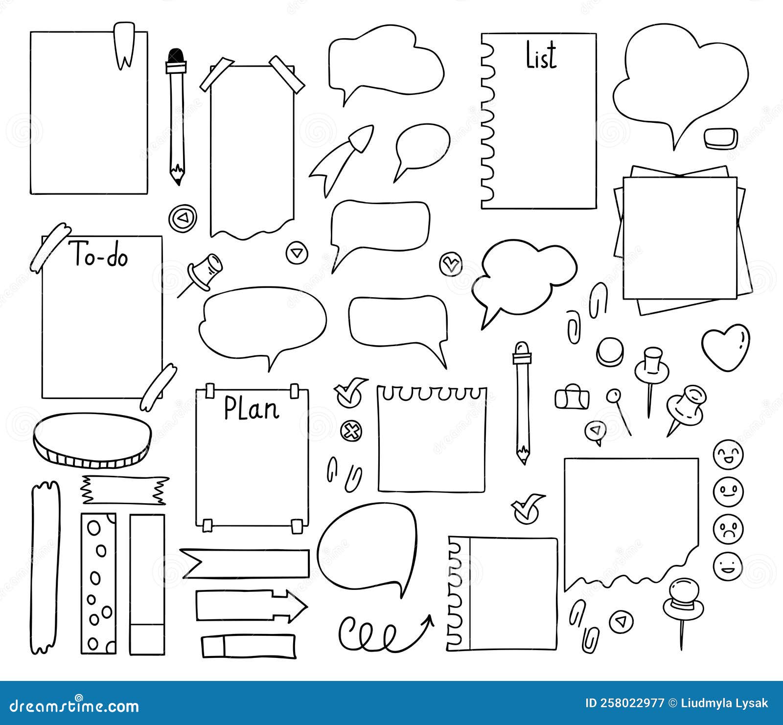 Notebook labels collection of stationery sheets planners to do list