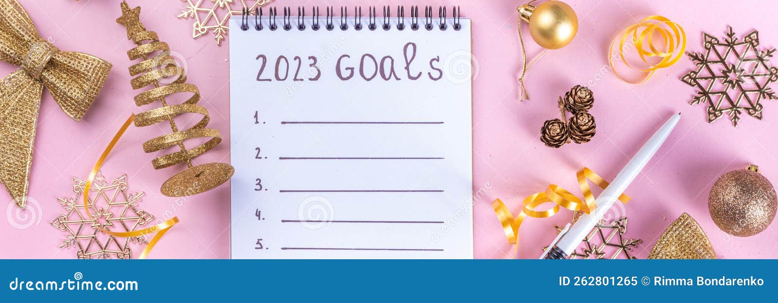 Notebook with New`s Year Resolutions Massage, with Christmas Ornaments