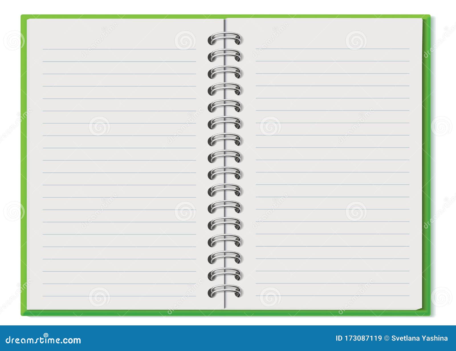 Blank notebook page sheet. Lined vector empty notebook page with