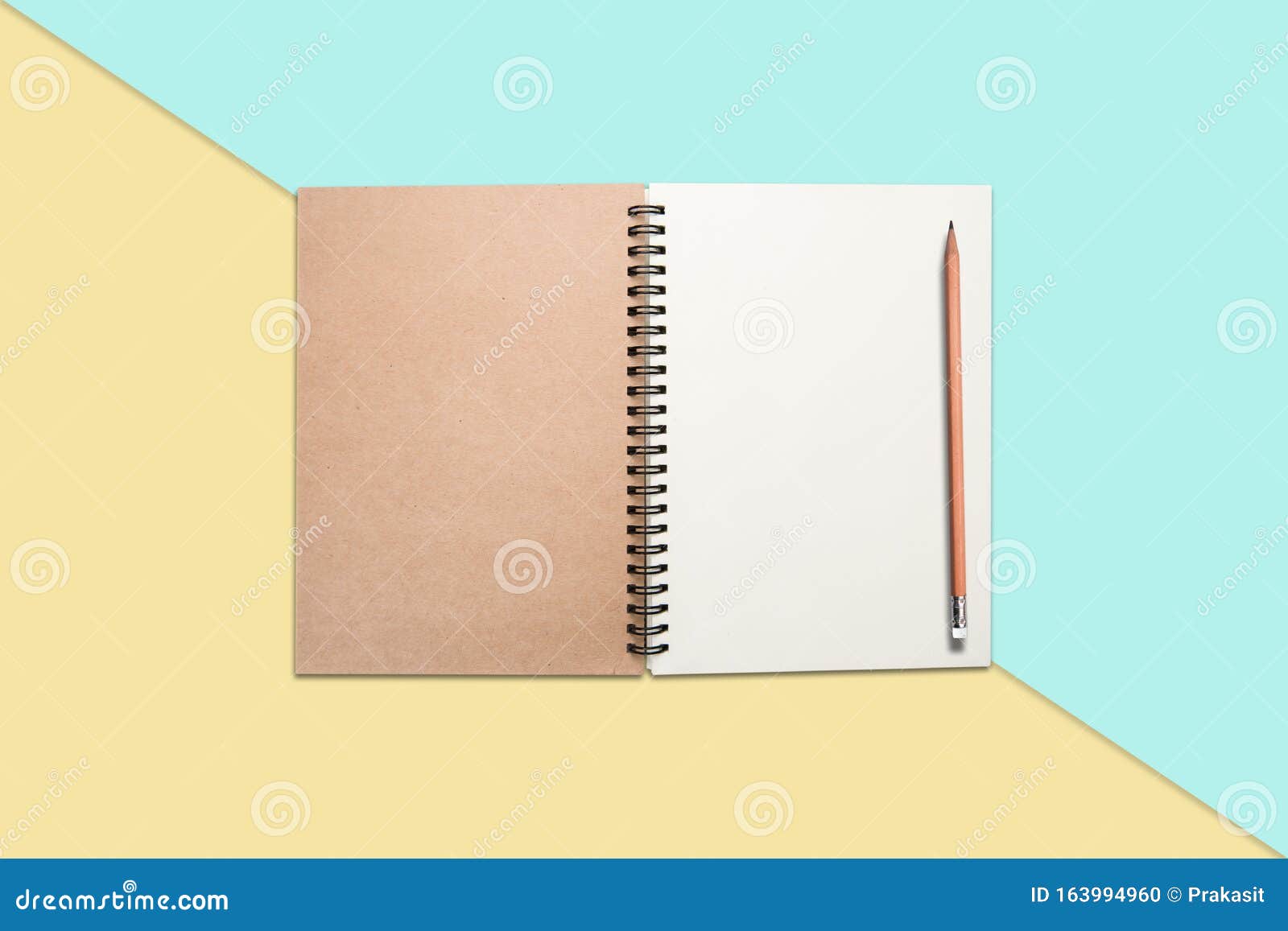 notebook and pen on colore