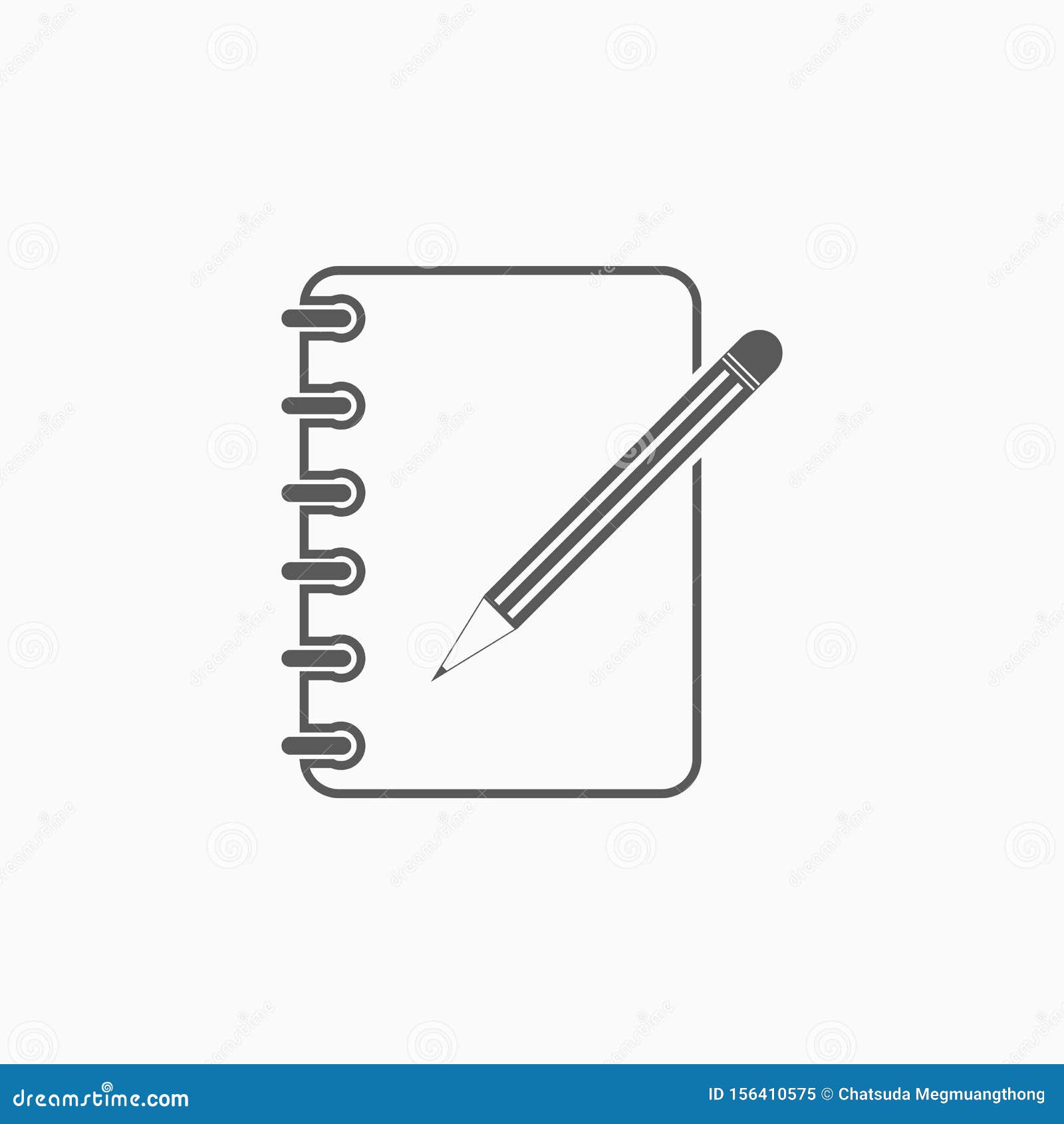 Notebook and Pencil Icon, Write, Study, Stationary Stock Vector