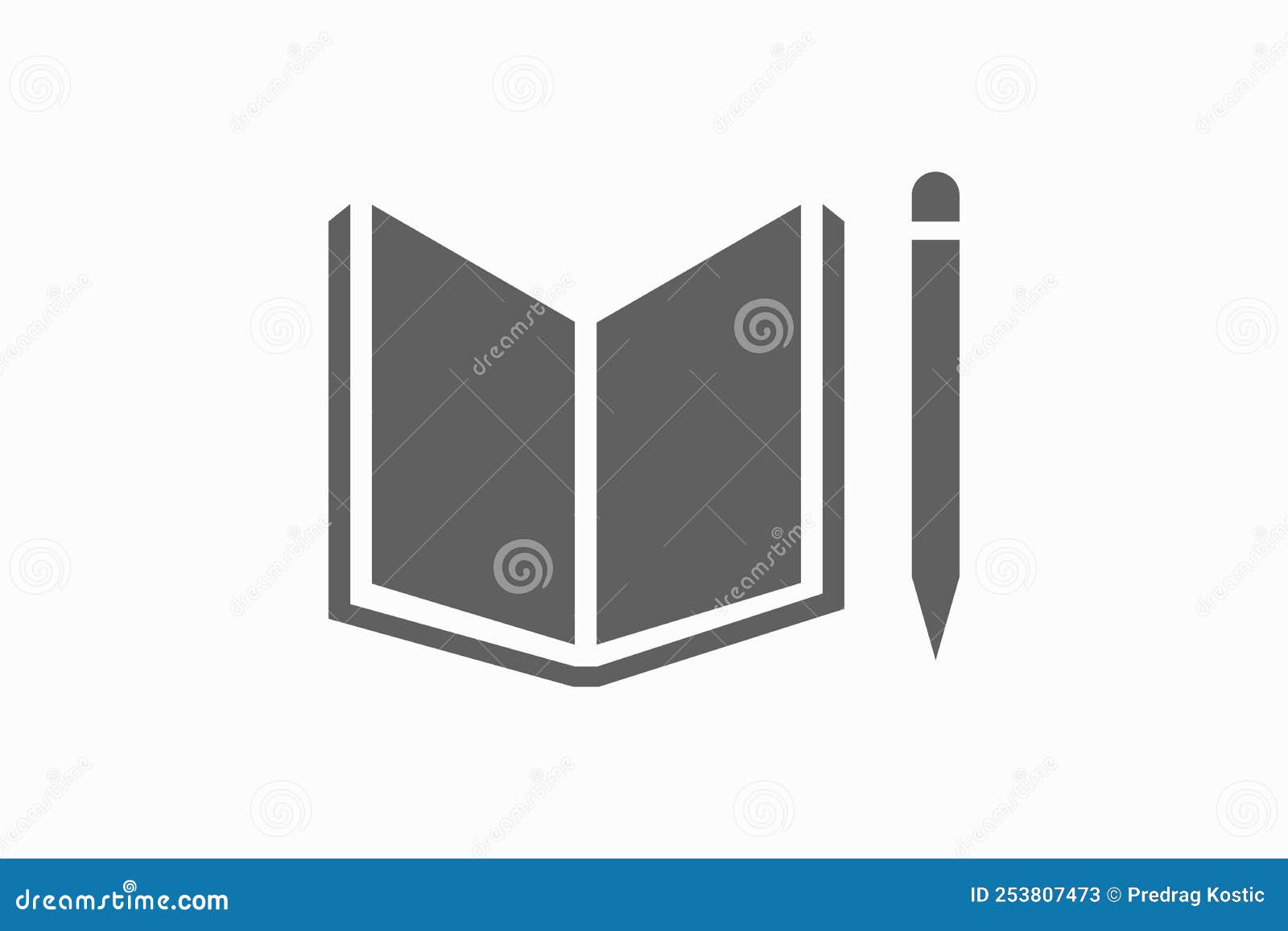 Notebook and pencil icon stock illustration. Illustration of label