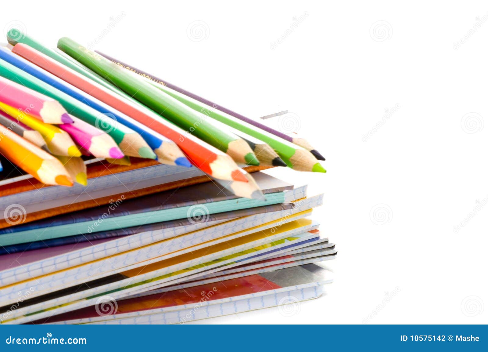 Notebook and pencils stock photo. Image of education 10575142