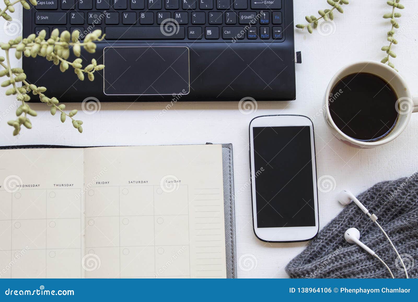 Notebook Planner For Business Work At Office Desk Stock Photo