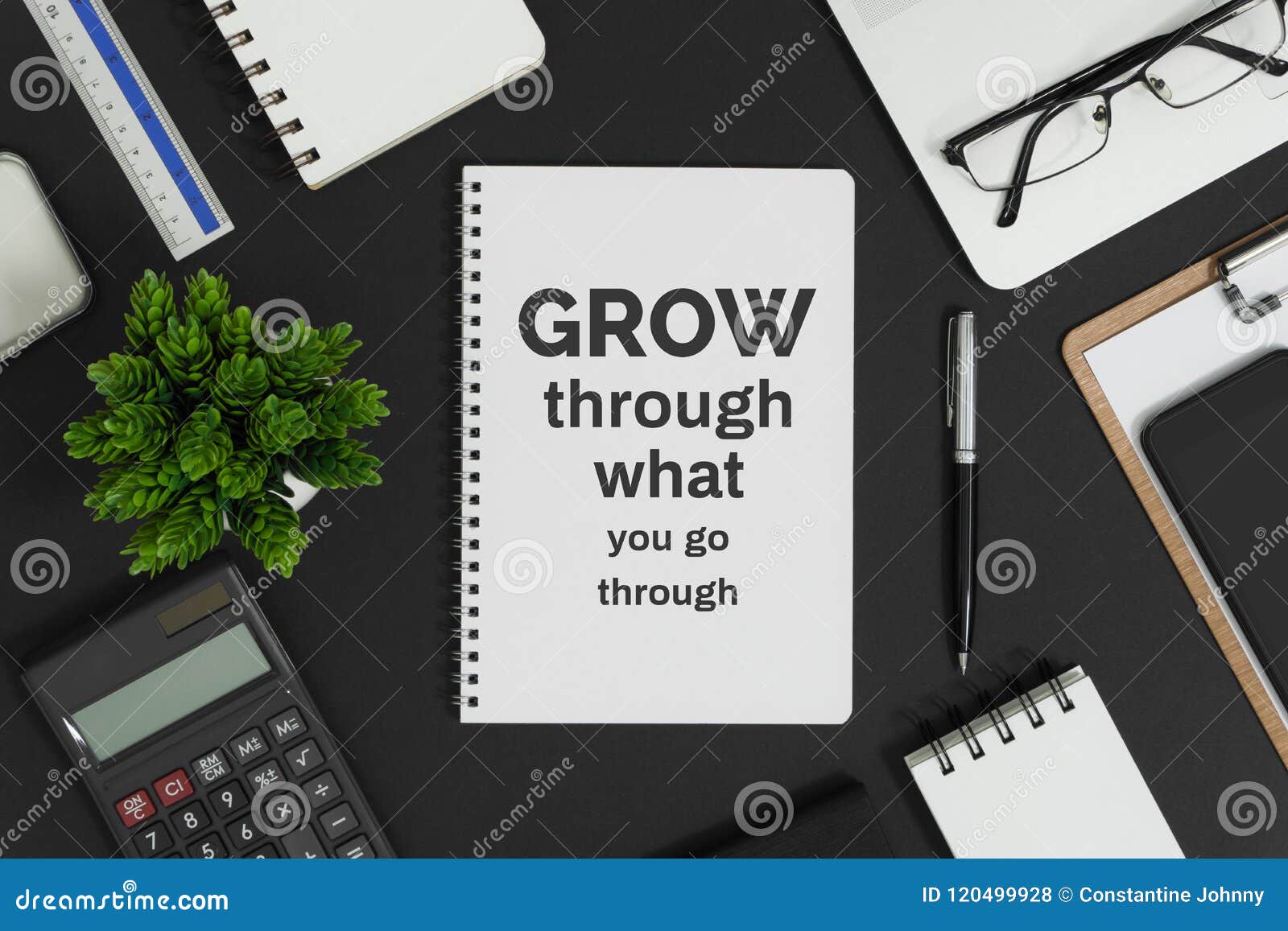 Notebook With Quote On Wood Office Desk Stock Photo Image Of