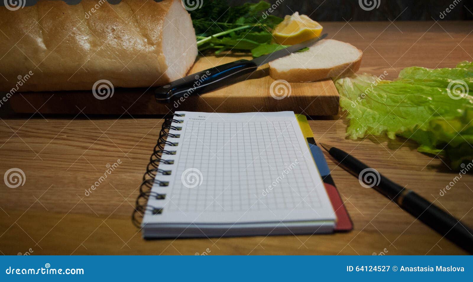 Notebook with Recipes the Recipebook an Empty Leaf Stock Image Image