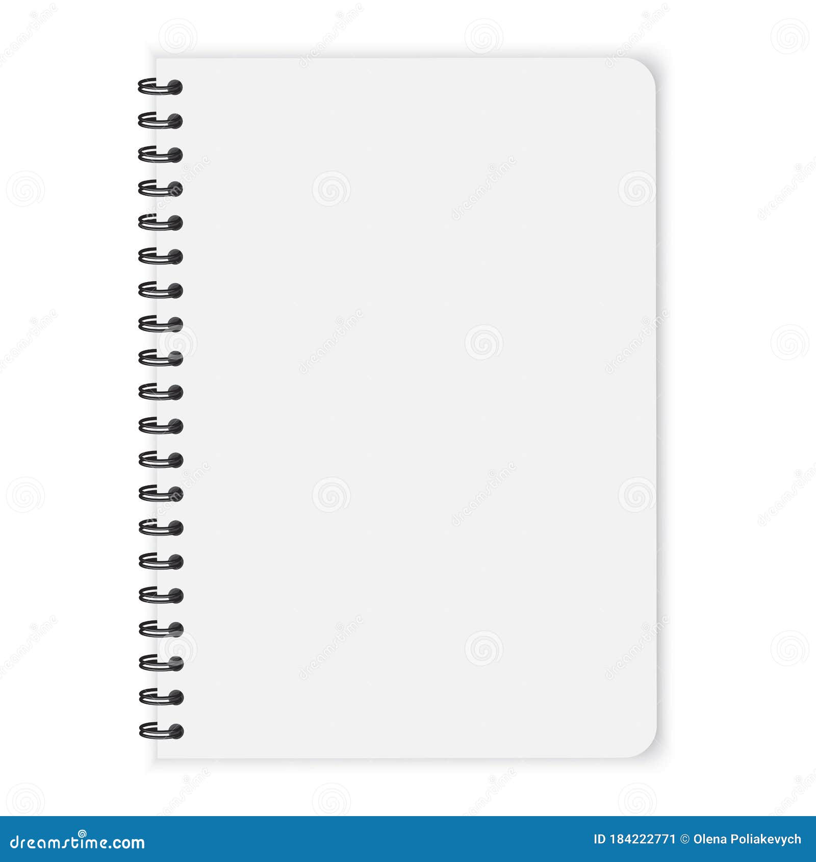 Notebook on a Spiral. Blank Notepad in Mocap Style. Book Bound by Rings