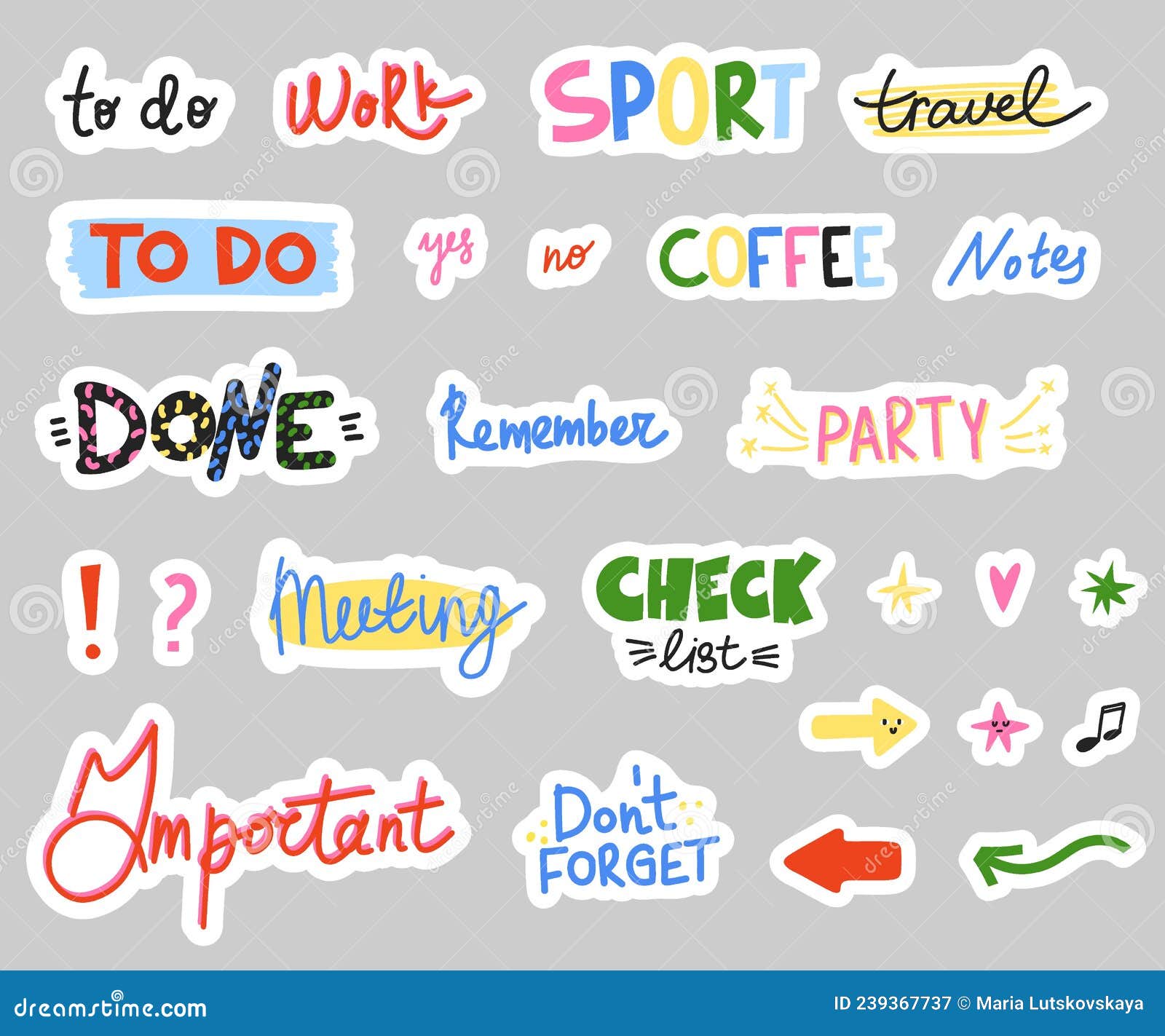 Notebook Stickers. Lettering for Weekly or daily Planner, Dairy Cute