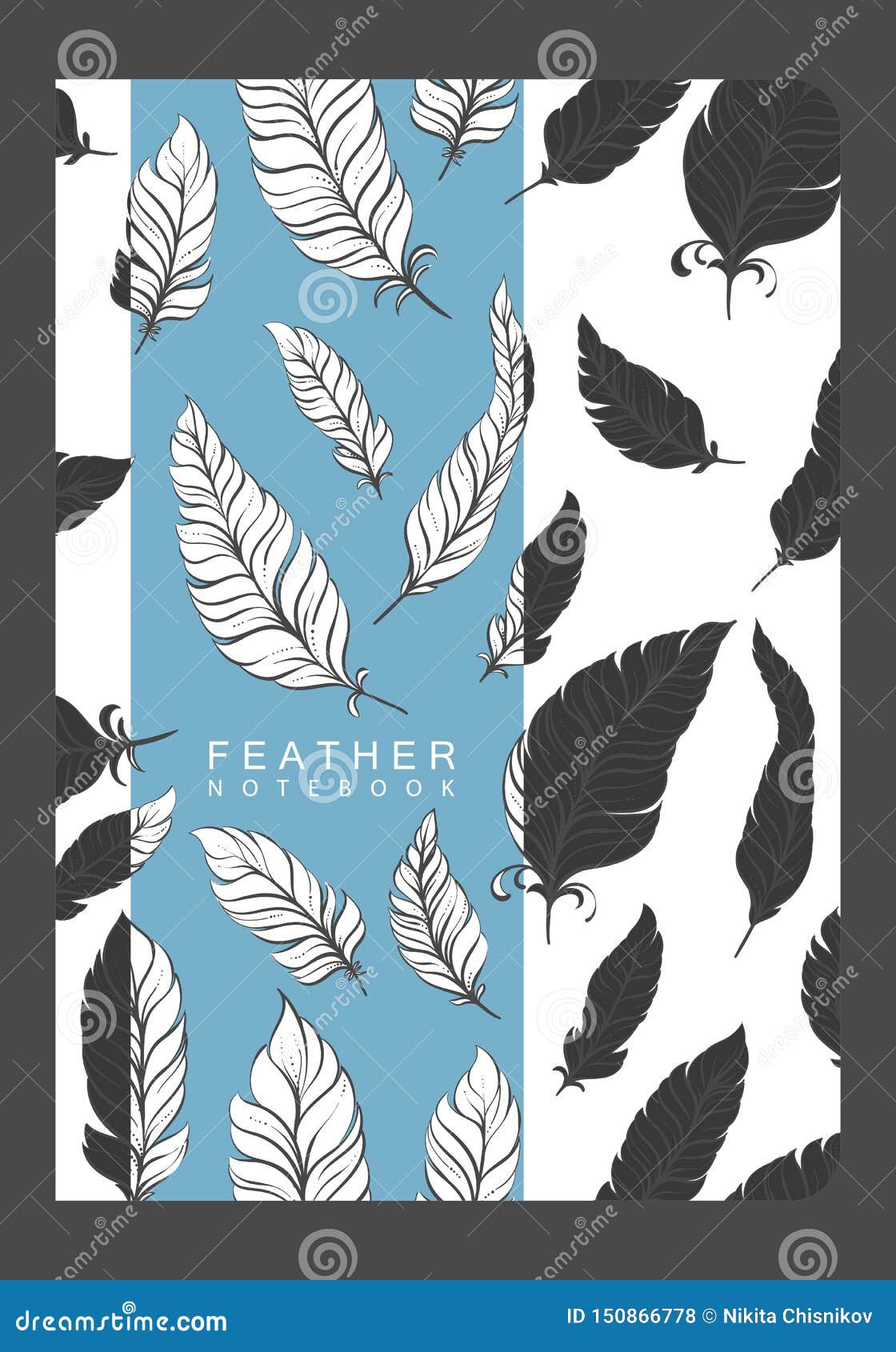 notebook-template-with-feathers-stock-vector-illustration-of-style
