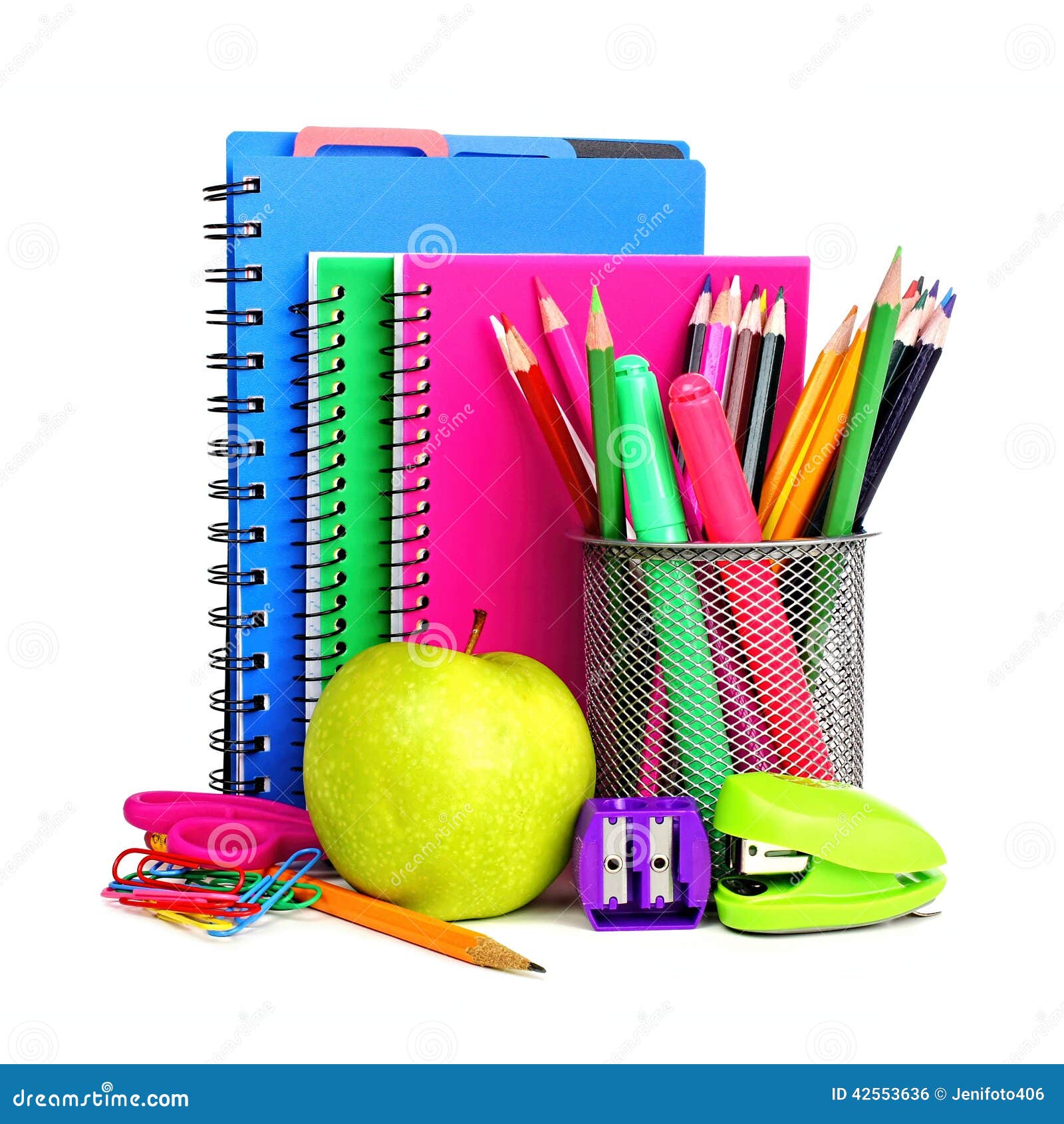 Notebooks and School Supplies Stock Photo Image of book, crayon 42553636