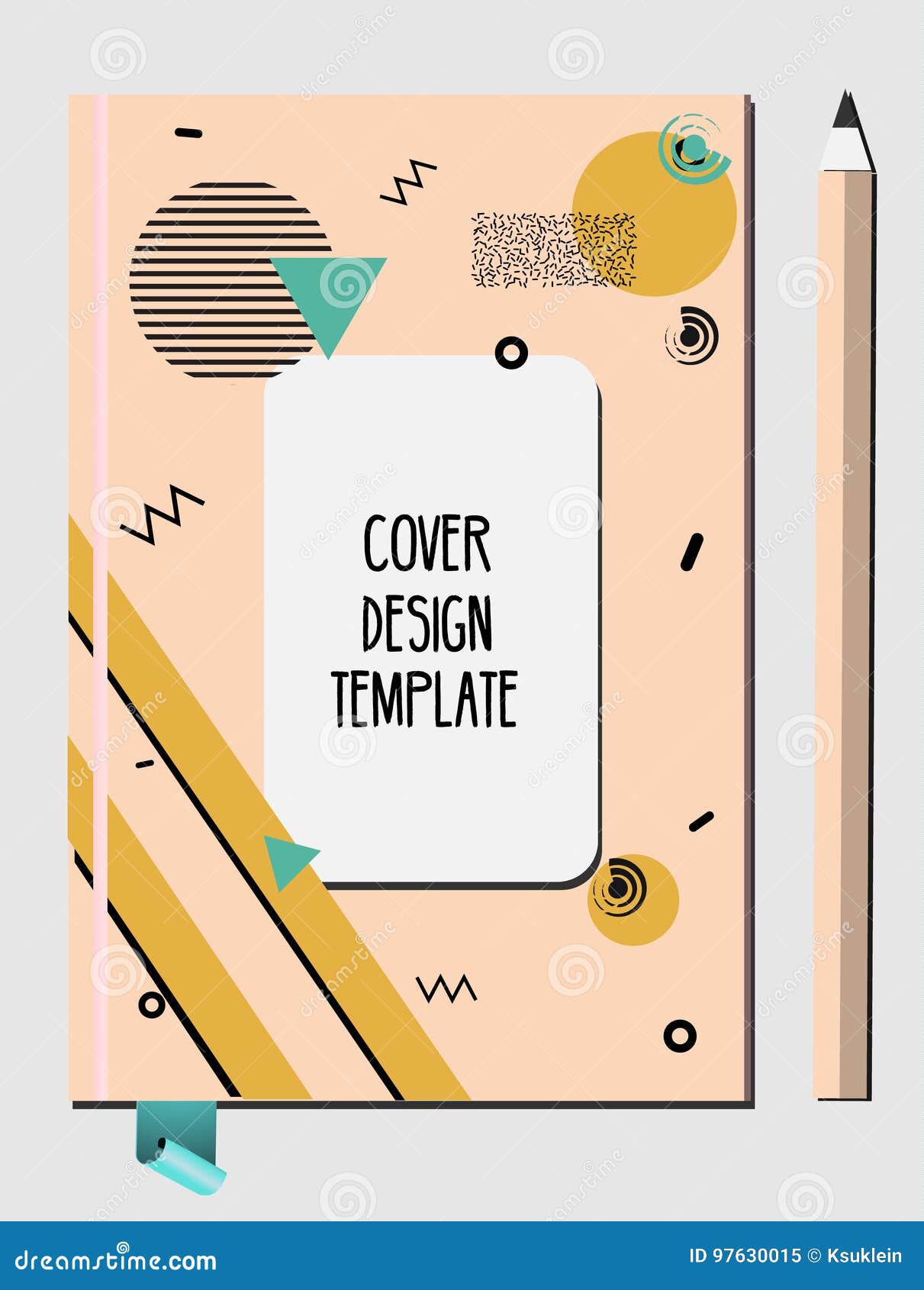 Notepad, Book Cover Design Template With Feathers Pattern Cartoon