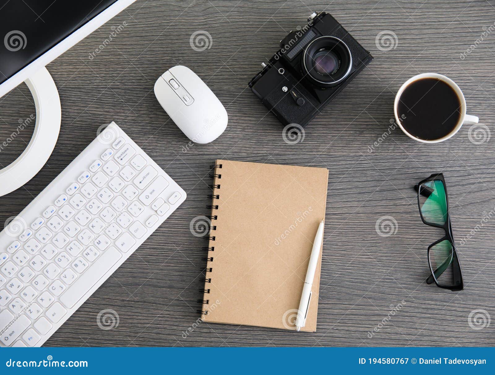 Notepad with Keyboard and Camera Stock Image Image of technology
