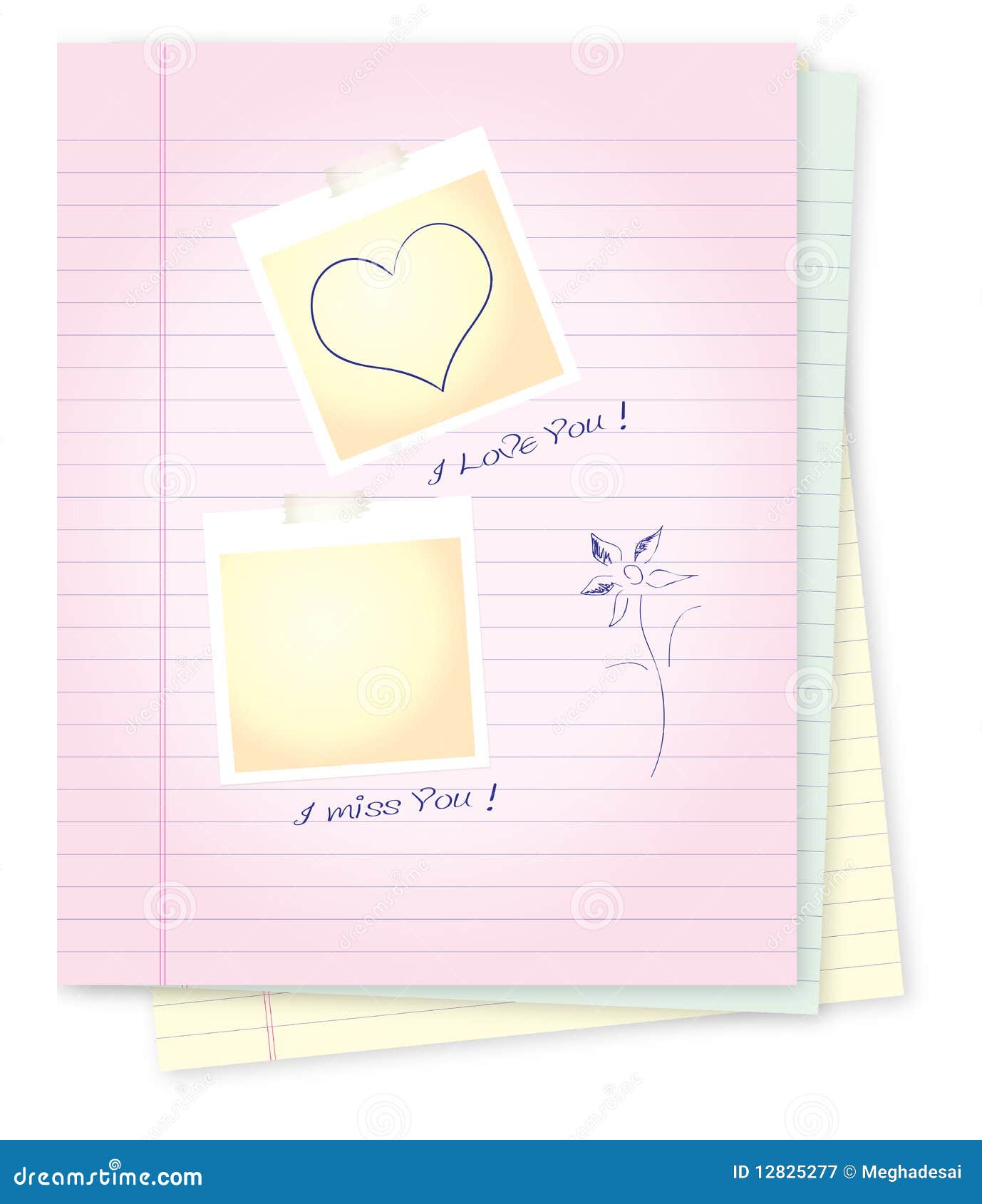 Notepad with love messages stock illustration. Illustration of clear