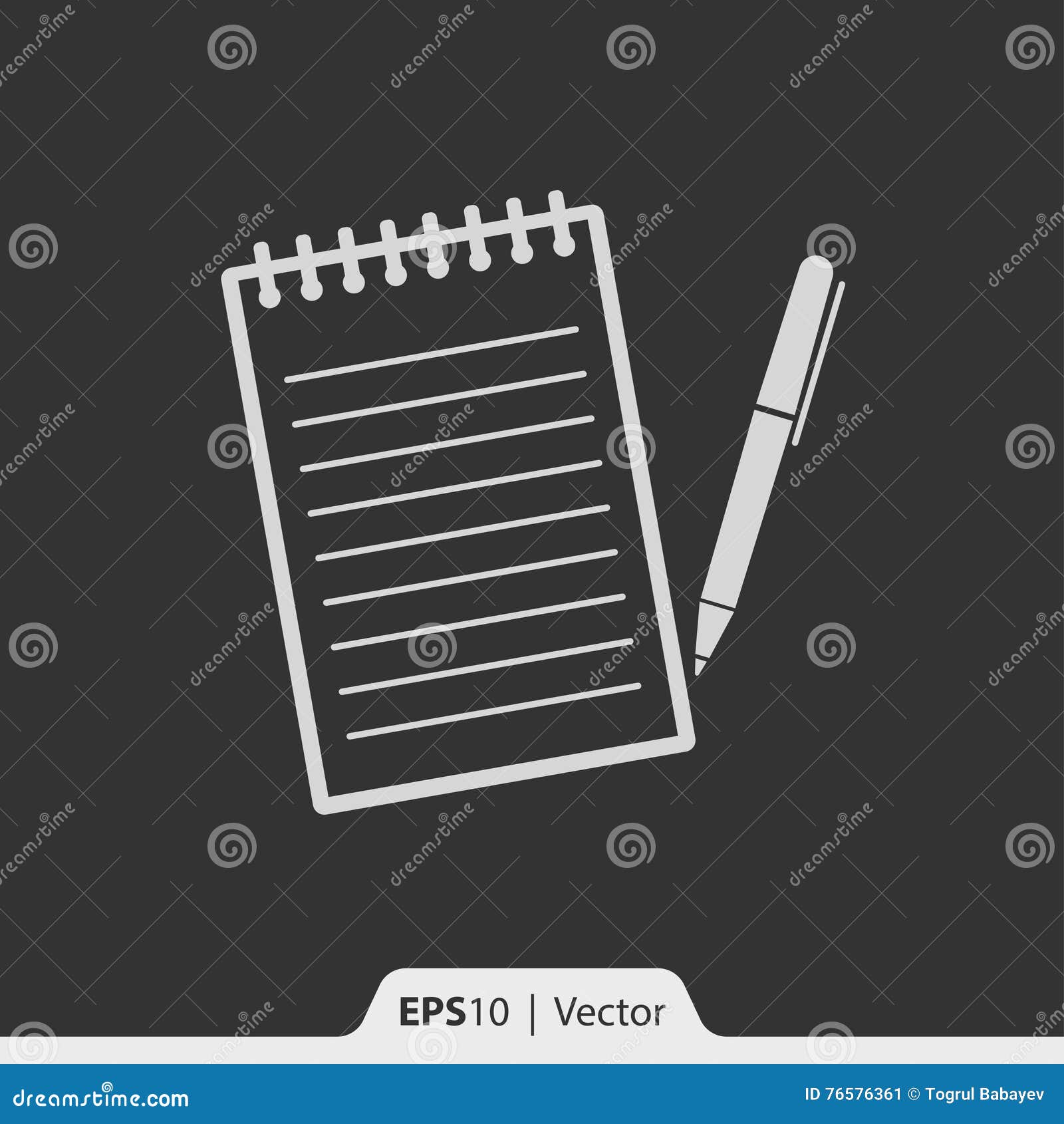 Notepad with Pen Icon for  and Mobile Stock Illustration