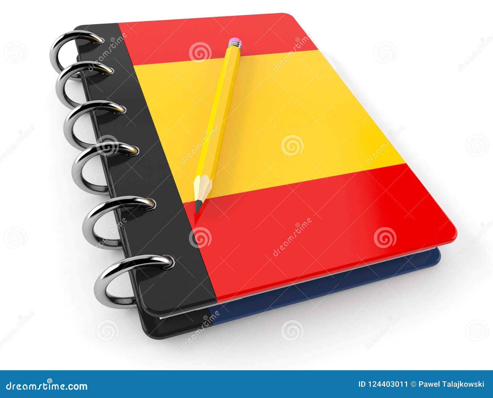 Notepad with spanish flag stock illustration. Illustration of spain