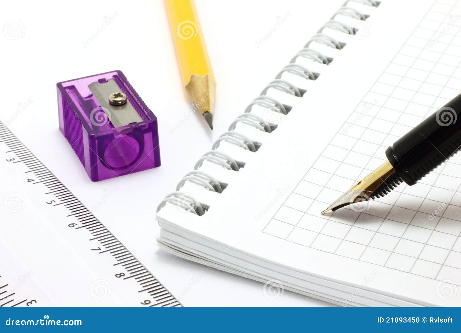 Notepad with Stationary Objects Stock Photo Image of group, empty