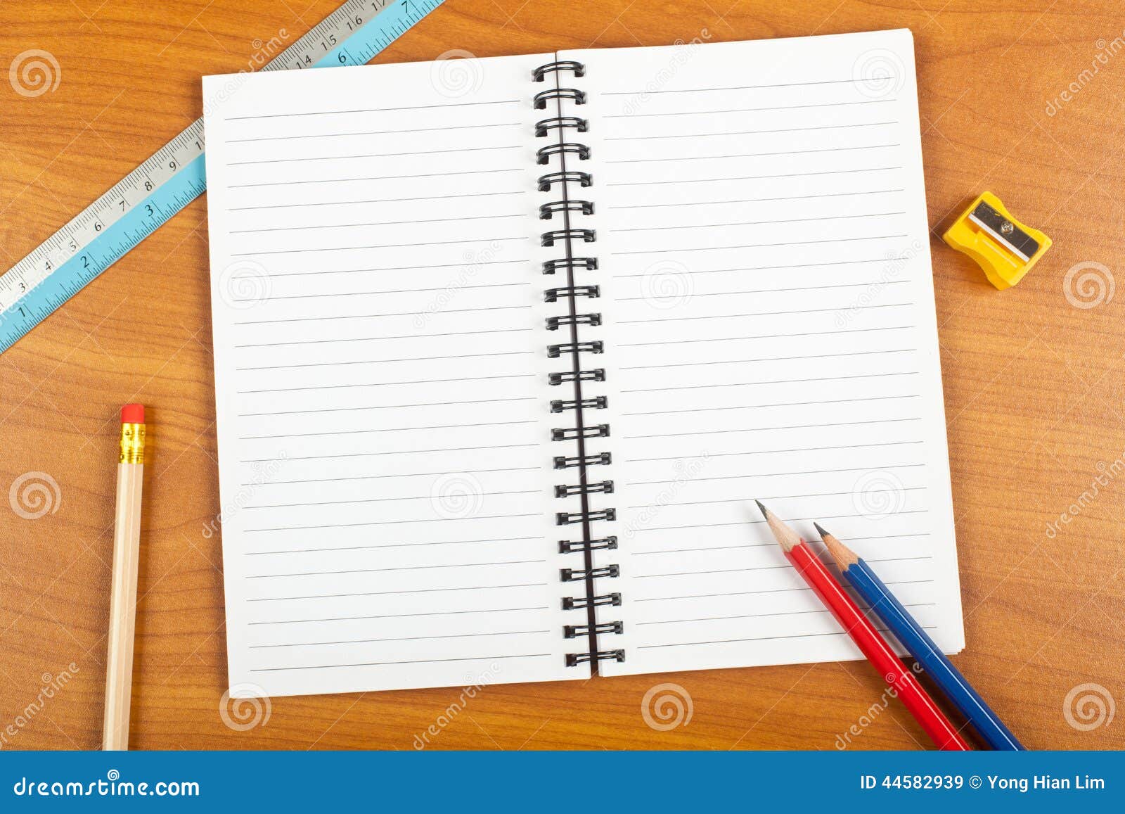 Notepad with stationery stock image. Image of stationery 44582939