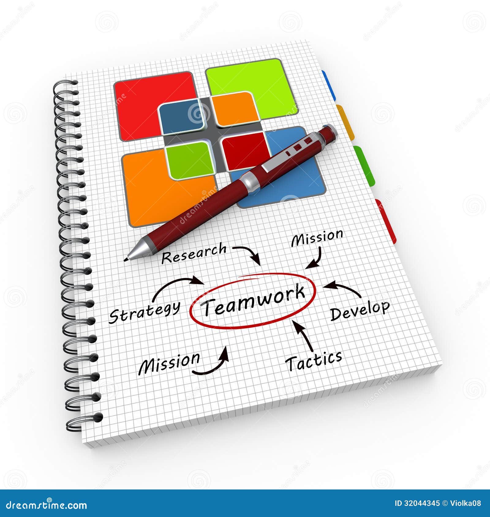 Notepad team collaboration stock illustration. Illustration of diagram