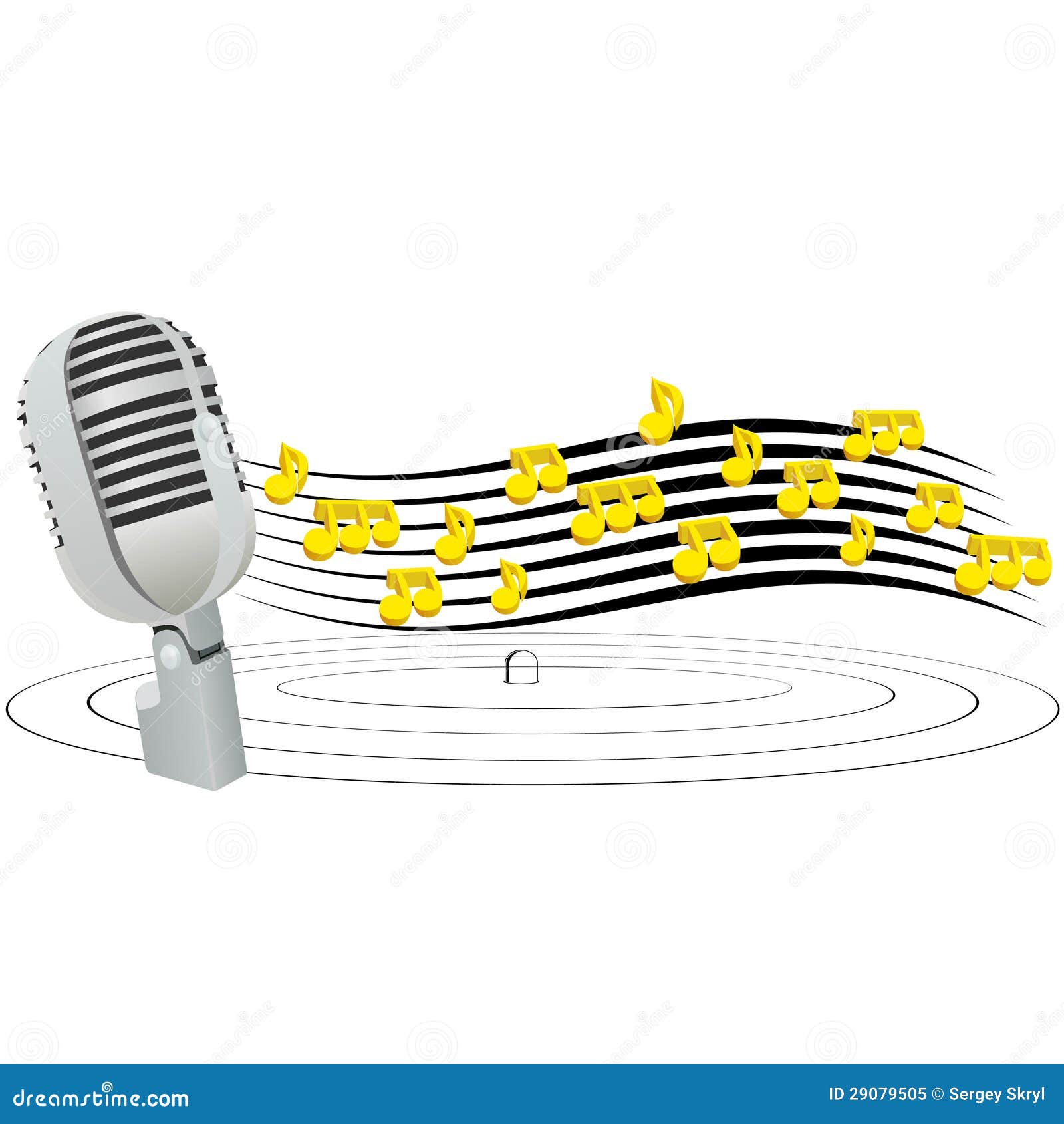 Un Microphone Avec Des Notes De Musique Sur Fond Blanc