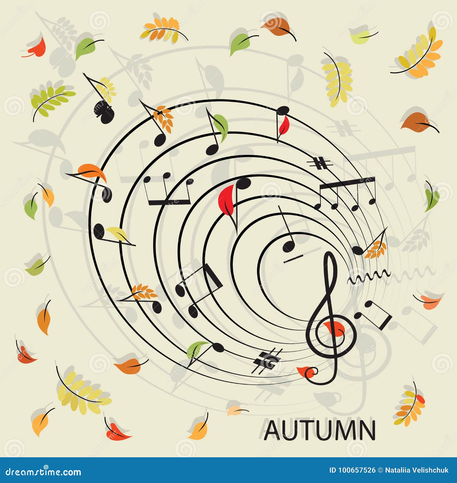 Notes. Music. Leaf fall. stock vector. Illustration of leaf - 100657526