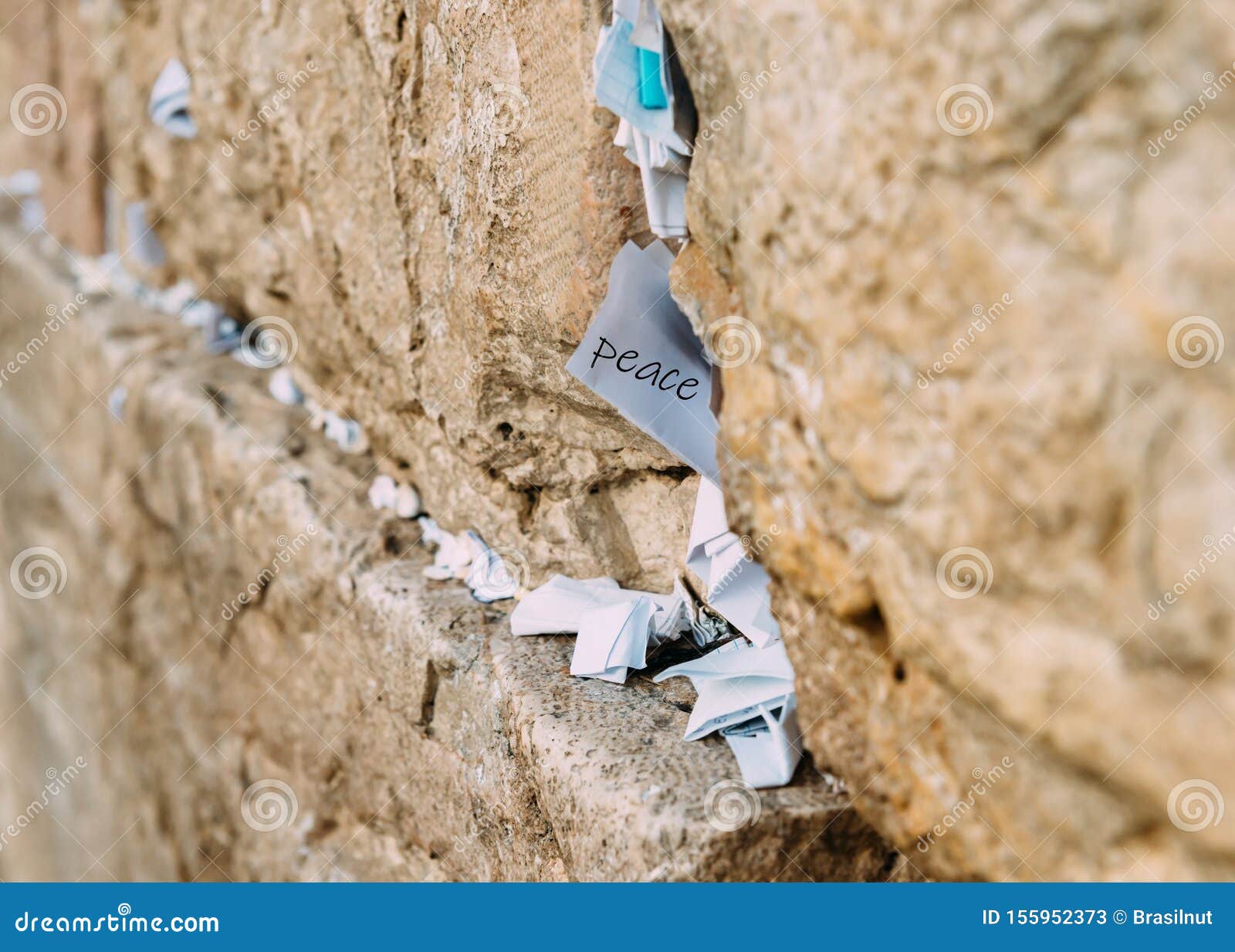 Notes on the Wailing Western Wall in Jerusalem Israel Stock Image