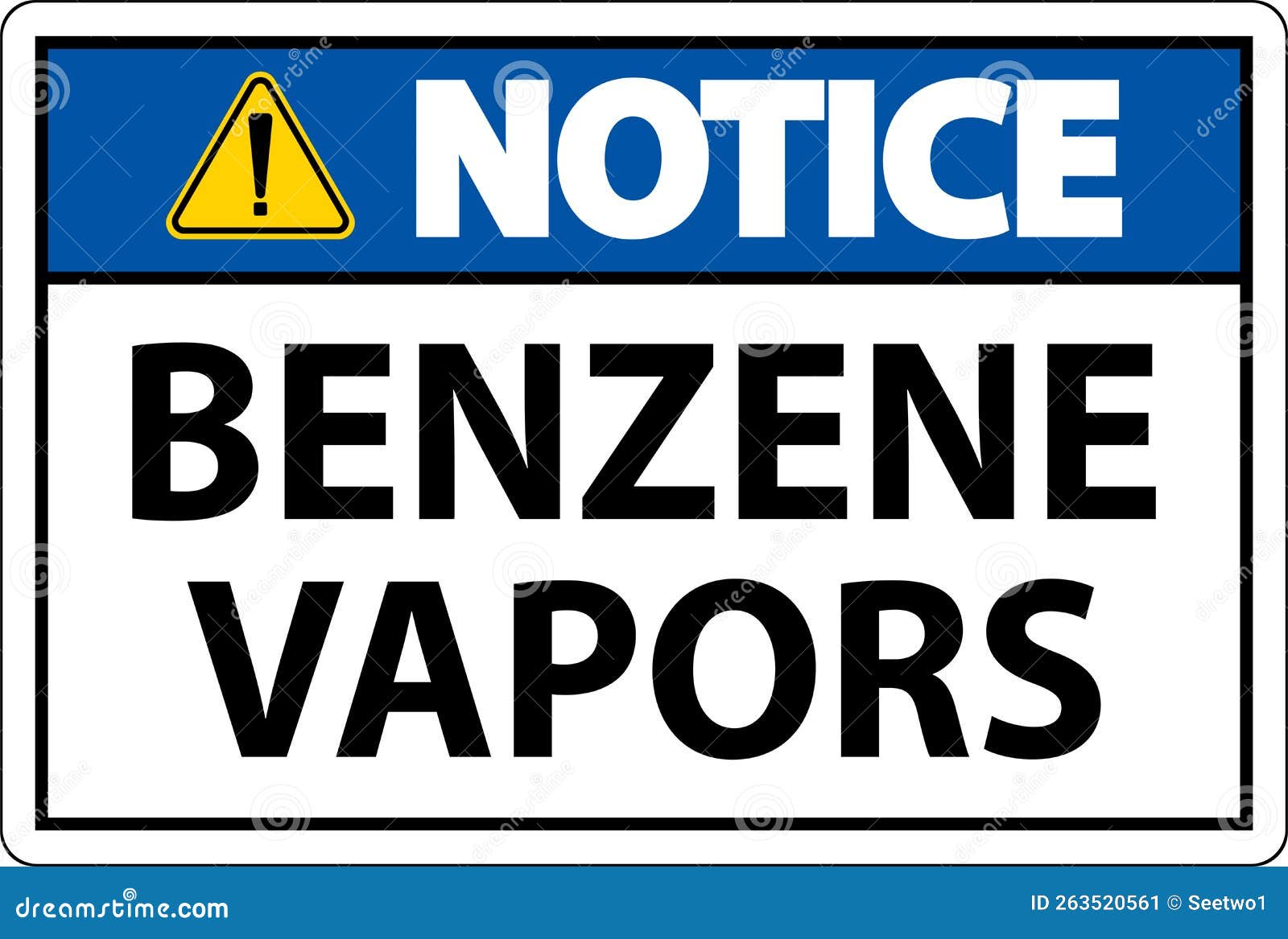 Notice Benzene Vapors Sign on White Background Stock Vector