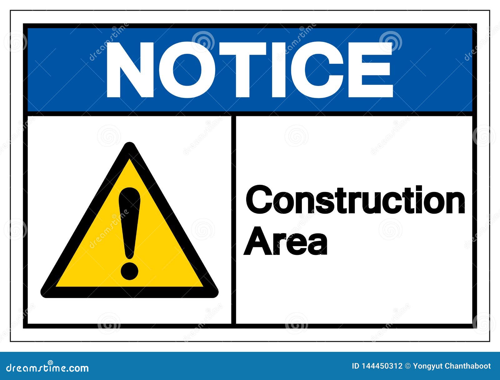 Notice Construction Area Symbol Sign, Vector Illustration, Isolate on