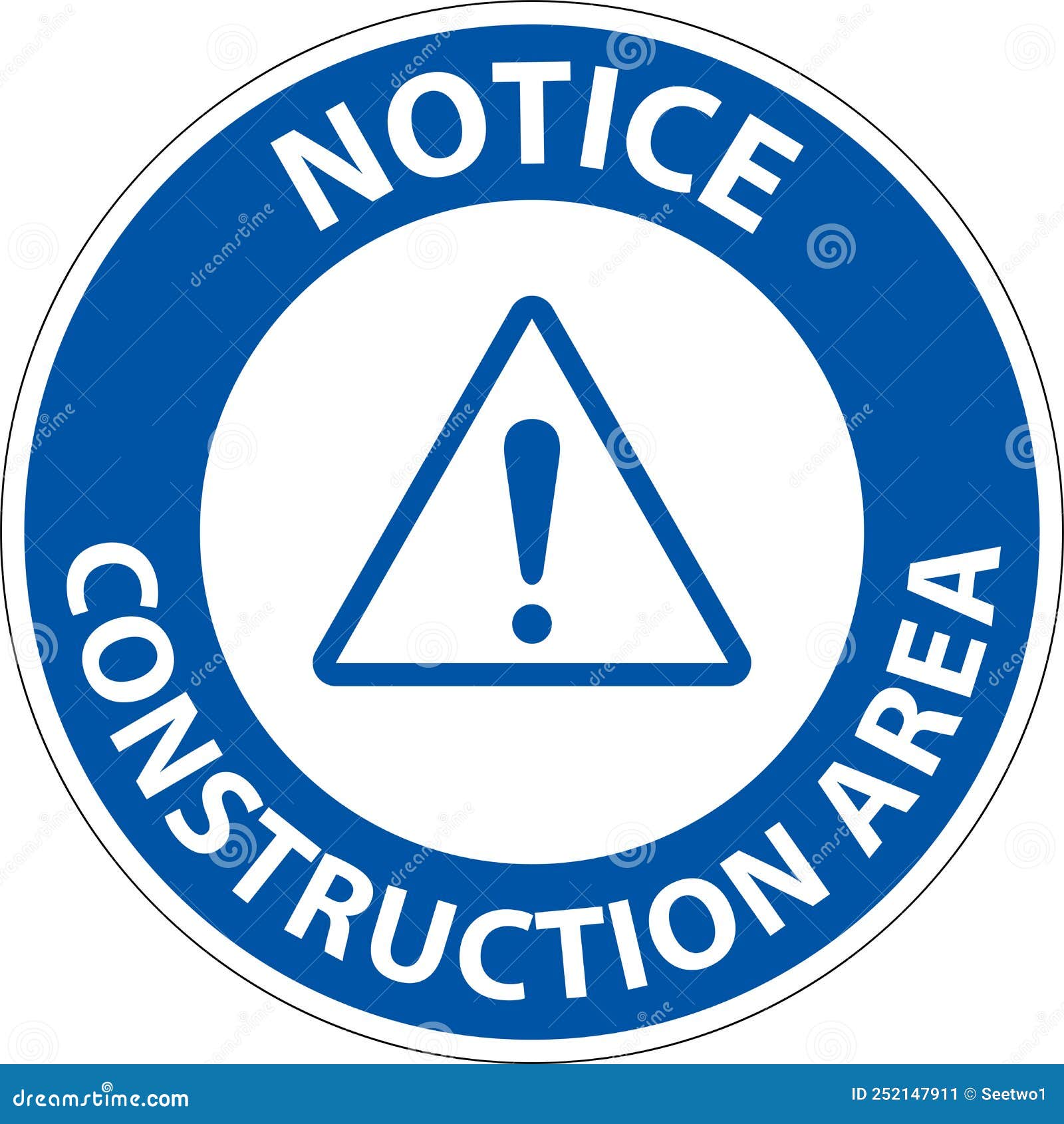 Notice Construction Area Symbol Sign on White Background Stock Vector ...