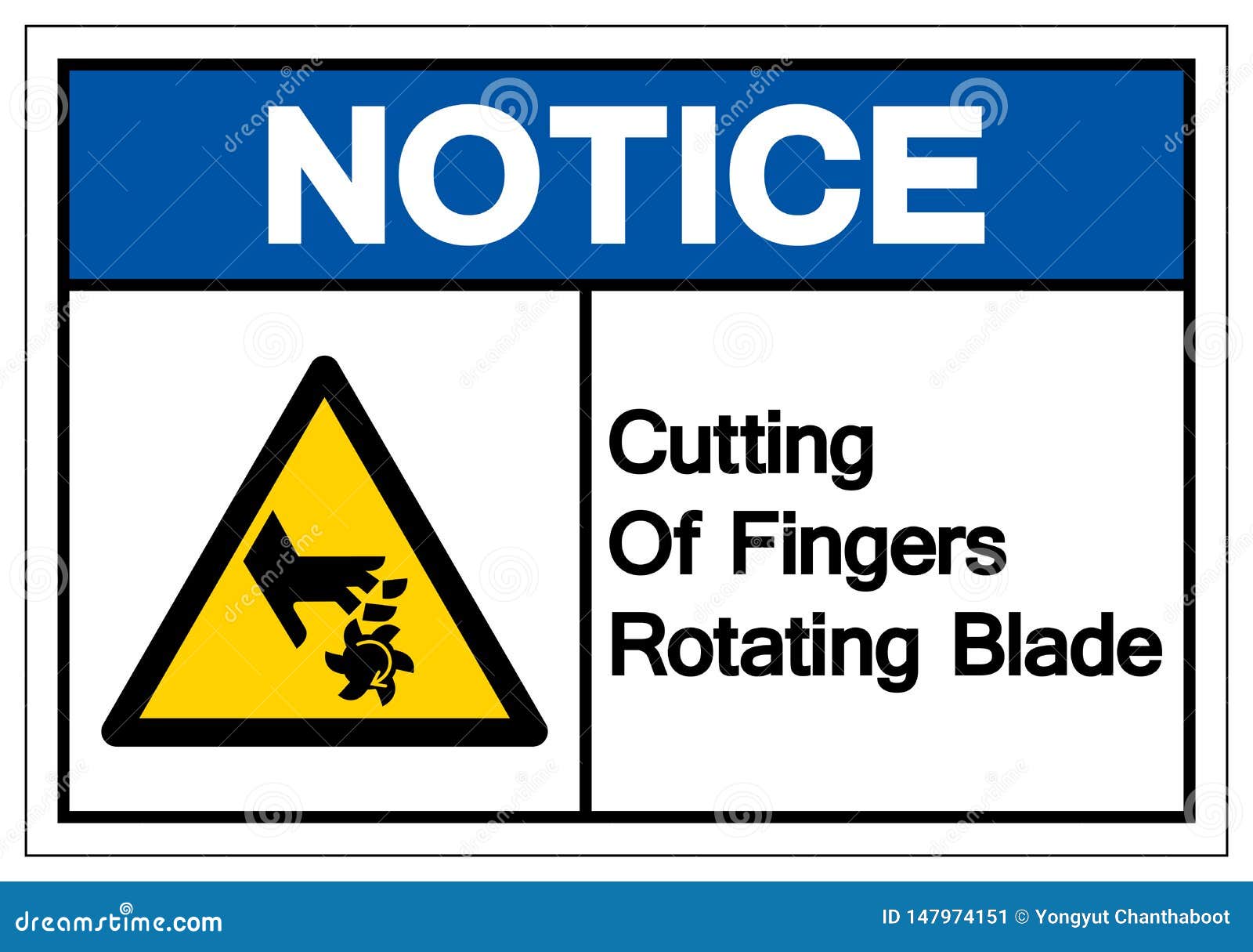 Notice Cutting of Fingers Rotating Blade Symbol Sign, Vector