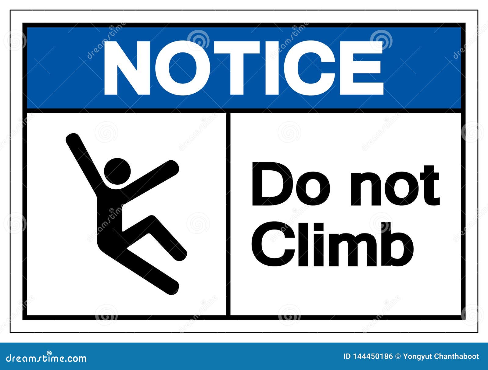 Weatherproof Plastic Vertical OSHA Notice Do Not Climb On Rocks Sign with English Text and Symbol 