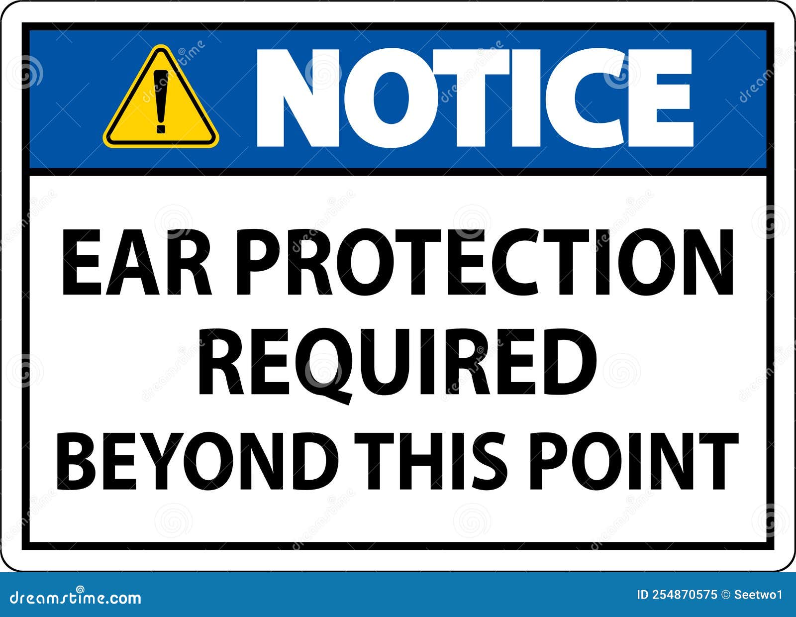 Notice Ear Protection Required Sign on White Background Stock Vector