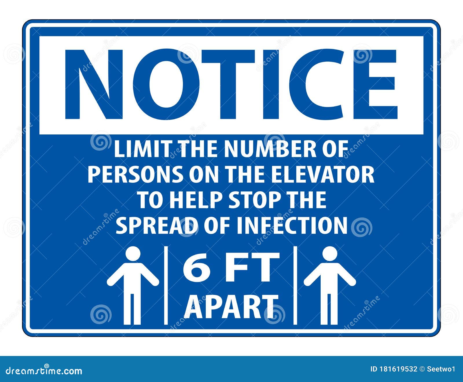 Notice Elevator Physical Distancing Sign Isolate on White Background