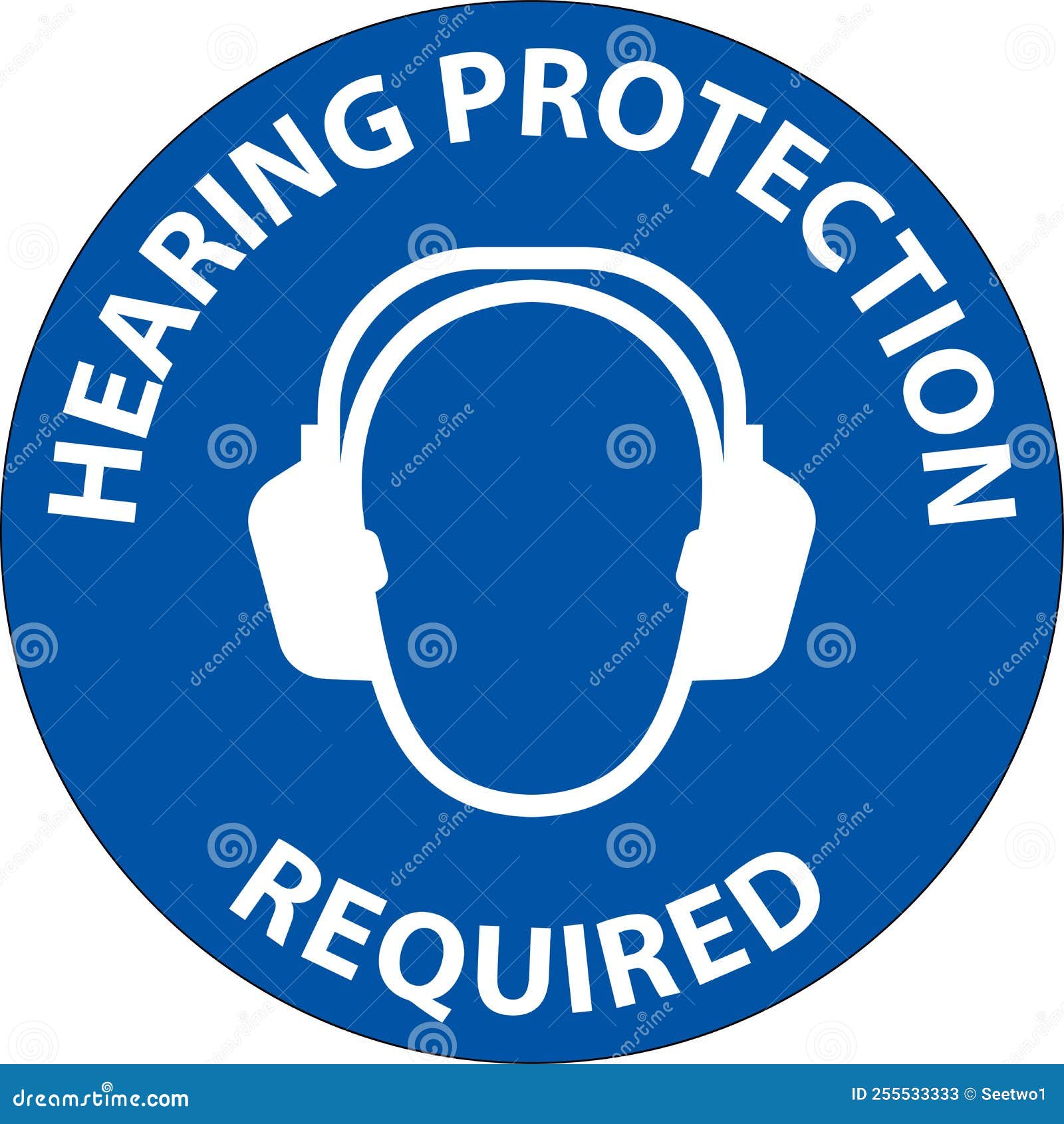 Notice Hearing Protection Required Sign on White Background Stock