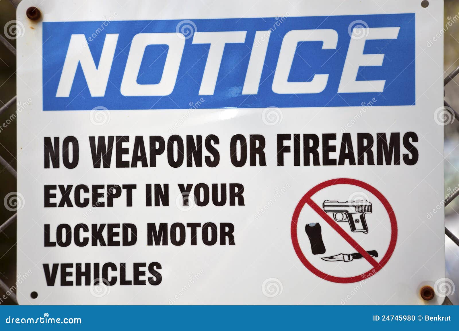 Notice No Weapons Allowed Sign Stock Photo Image of illegal
