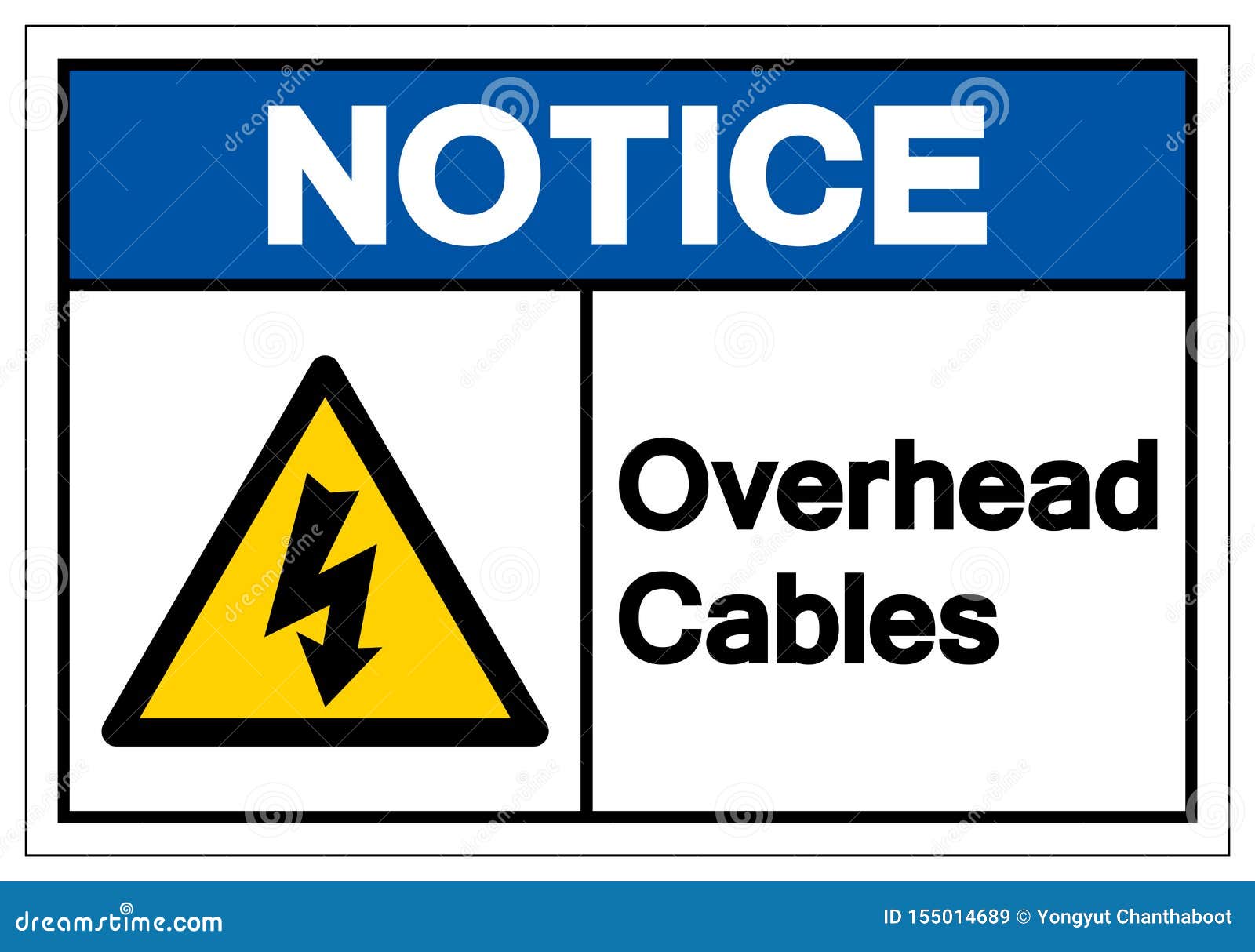 Notice Overhead Cables Symbol Sign ,Vector Illustration, Isolate on White Background Label