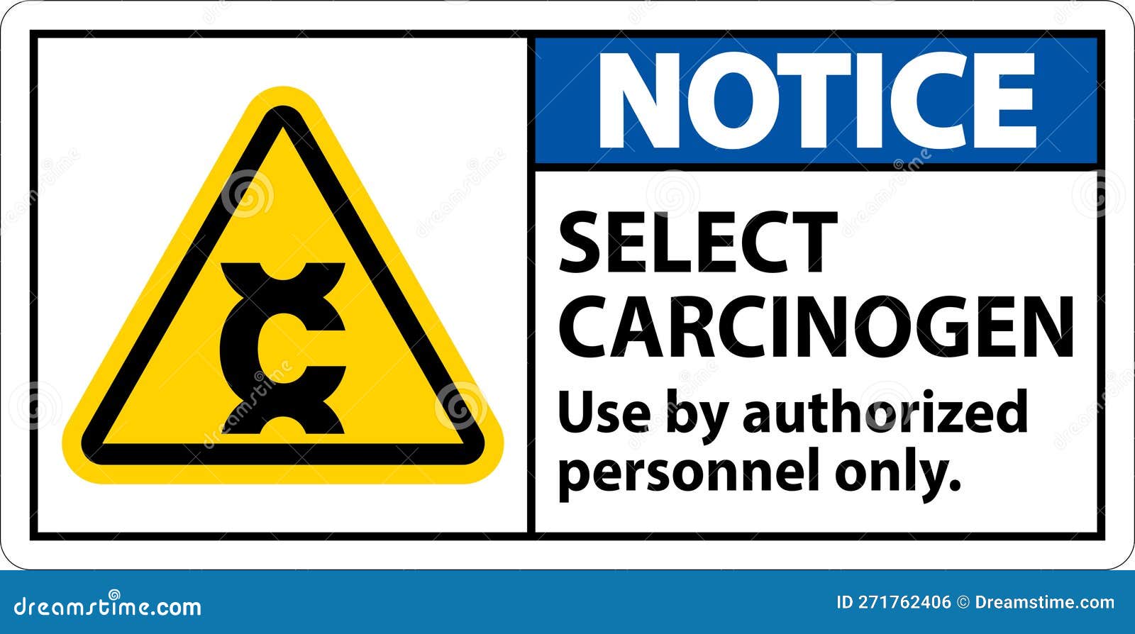 notice select carcinogen label on white background